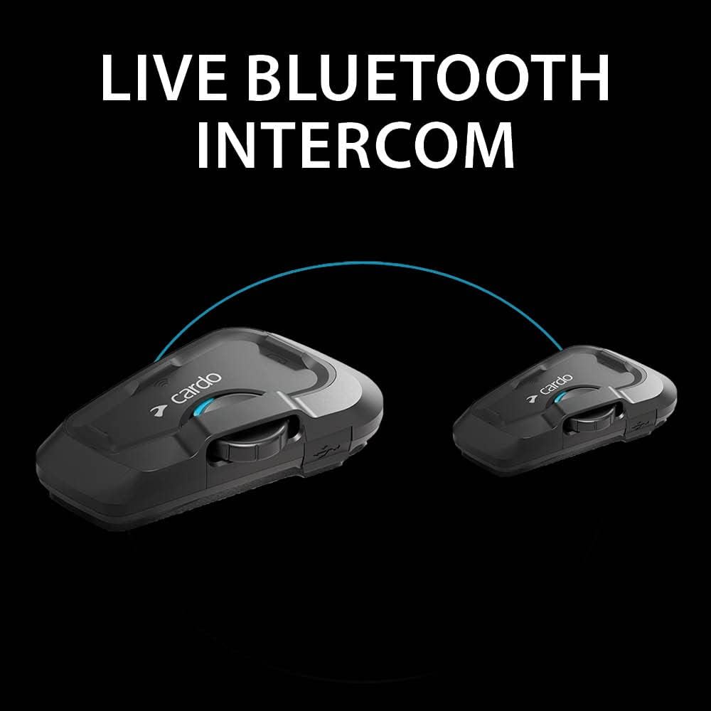 Cardo Systems FREECOM 2X Motorcycle 2-Way Helmet Bluetooth Communication System Headset Intercom, Universal Bluetooth Connectivity, Waterproof, 40mm Speakers - Single Pack