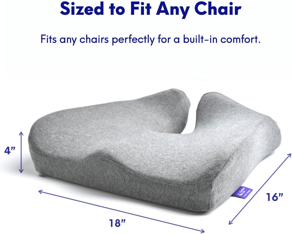 C CUSHION LAB Patented Pressure Relief Seat Cushion for Long Sitting Hours on Office/Home Chair, Car, Wheelchair - Extra-Dense Memory Foam for Hip, Tailbone, Coccyx, Sciatica - Wellness Green