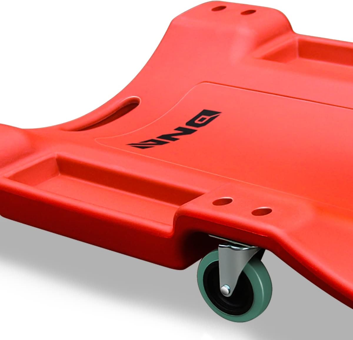 DNA MOTORING 40 Inch Mechanic Creeper, Blow Molded Low Profile Rolling Garage Creeper, w/Padded Headrest, Dual Tool Trays, 350lbs Capacity, Red, TOOLS-00005