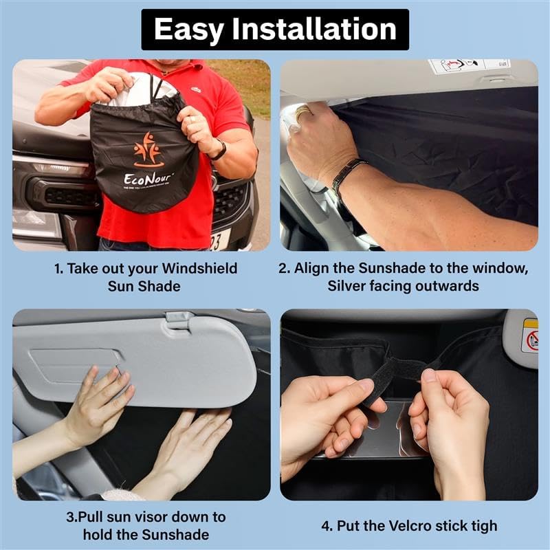 for Honda CRV - 2017 2018 2019 2020 2021 2022 EcoNour Car Windshield Compatible with Storage Pouch | Front Window Sun Protector for UV Rays & Sun Heat | Car Interior Accessories Fit Honda CRV Models