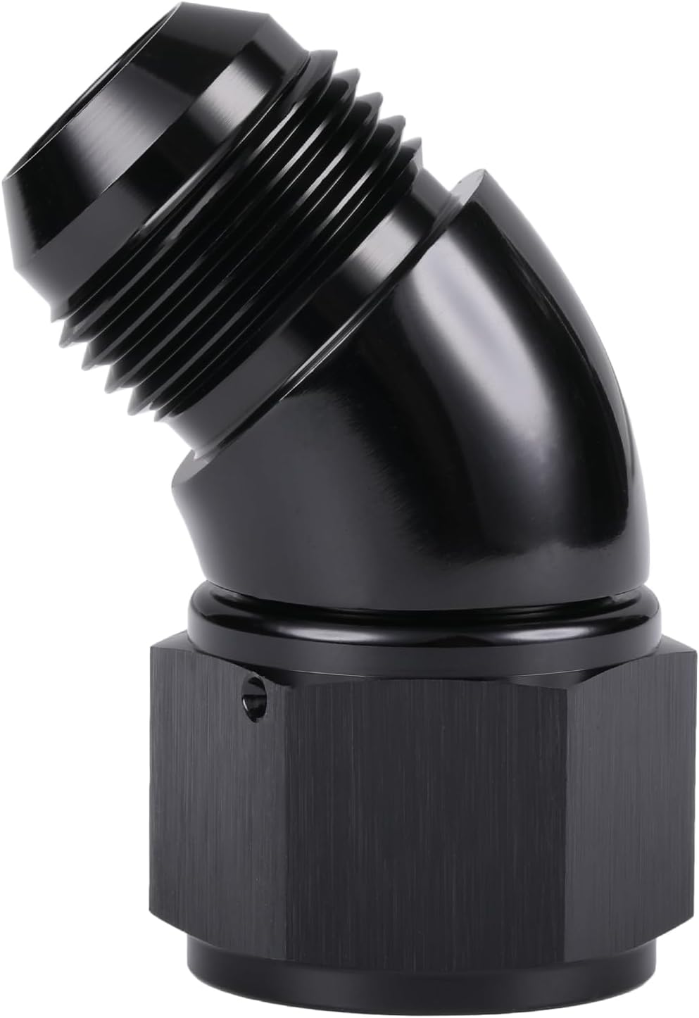 45 Degree 16AN Male to 16AN Female Swivel Full Flow Fitting Adapter Coupler Aluminum Black