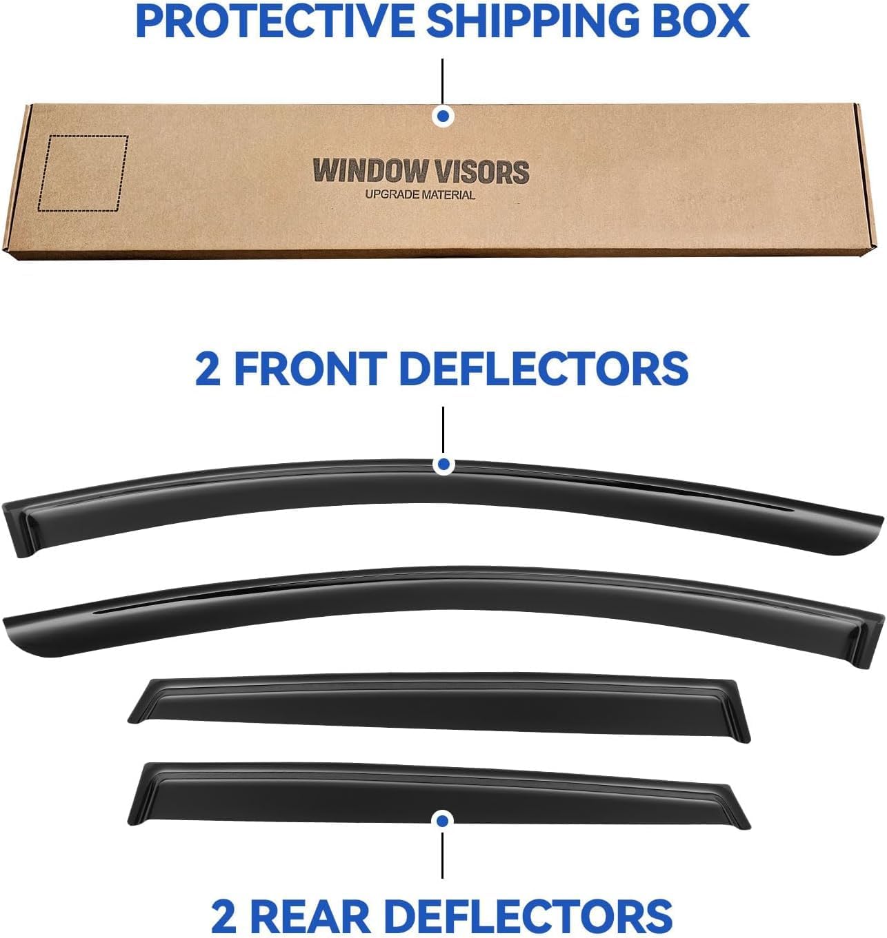 Window Visors Rain Guards for 2015-2024 Nissan Murano, Out-Channel Window Vent Wind Deflectors Visors Shades for 15-24 Murano S SV SL Platinum, Tape-on