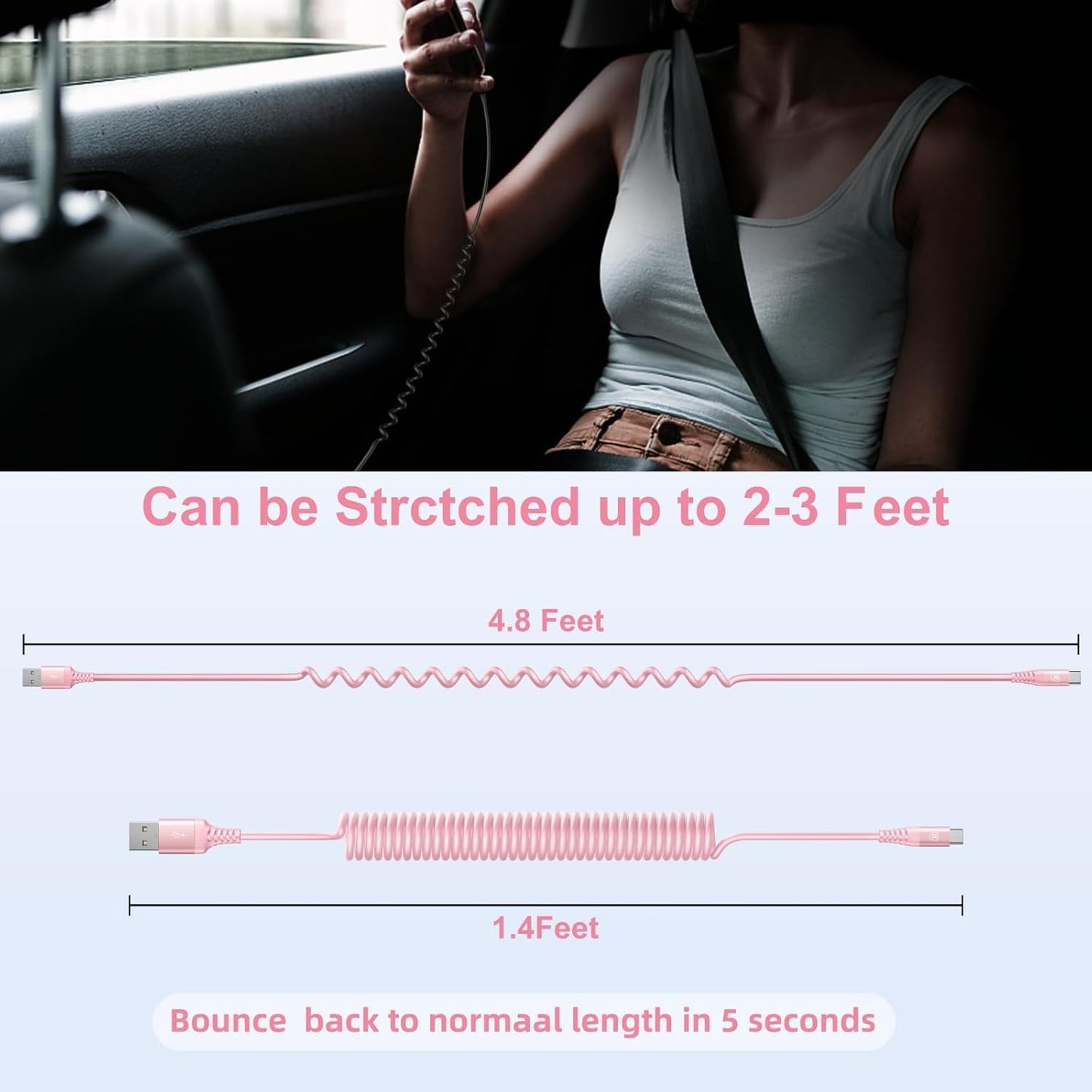 USB A to C Cable Fast Charging 3FT for Car, 2Pack USB Type C Charger Cable for iPhone 16, USB-C Cable Compatible with iPhone 15/Plus/Pro/Pro Max/Samsung Galaxy A10e A20-Pink