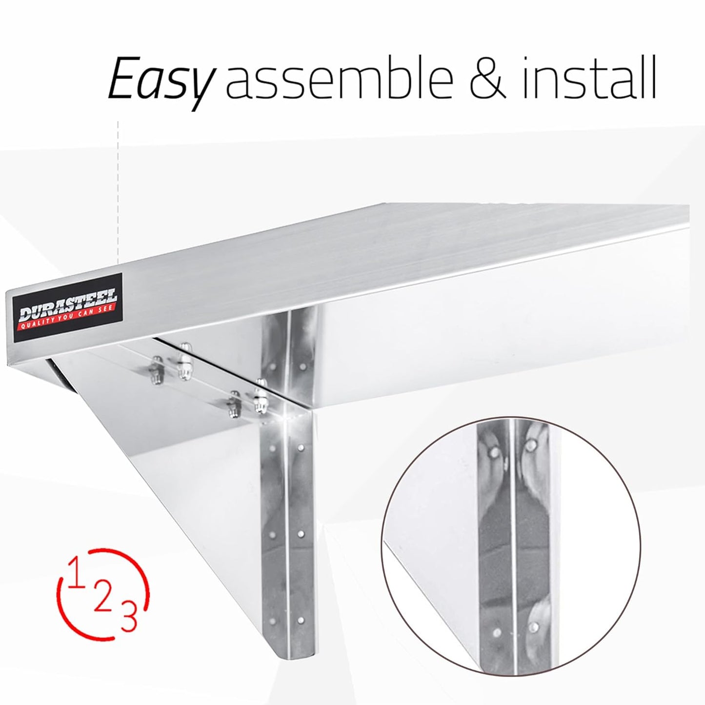 DuraSteel Stainless Steel Wall Shelf - 36" Wide x 12" Deep Commercial Grade - NSF Certified - Industrial Appliance Equipment (Restaurant, Bar, Home, Kitchen, Laundry, Garage and Utility Room)
