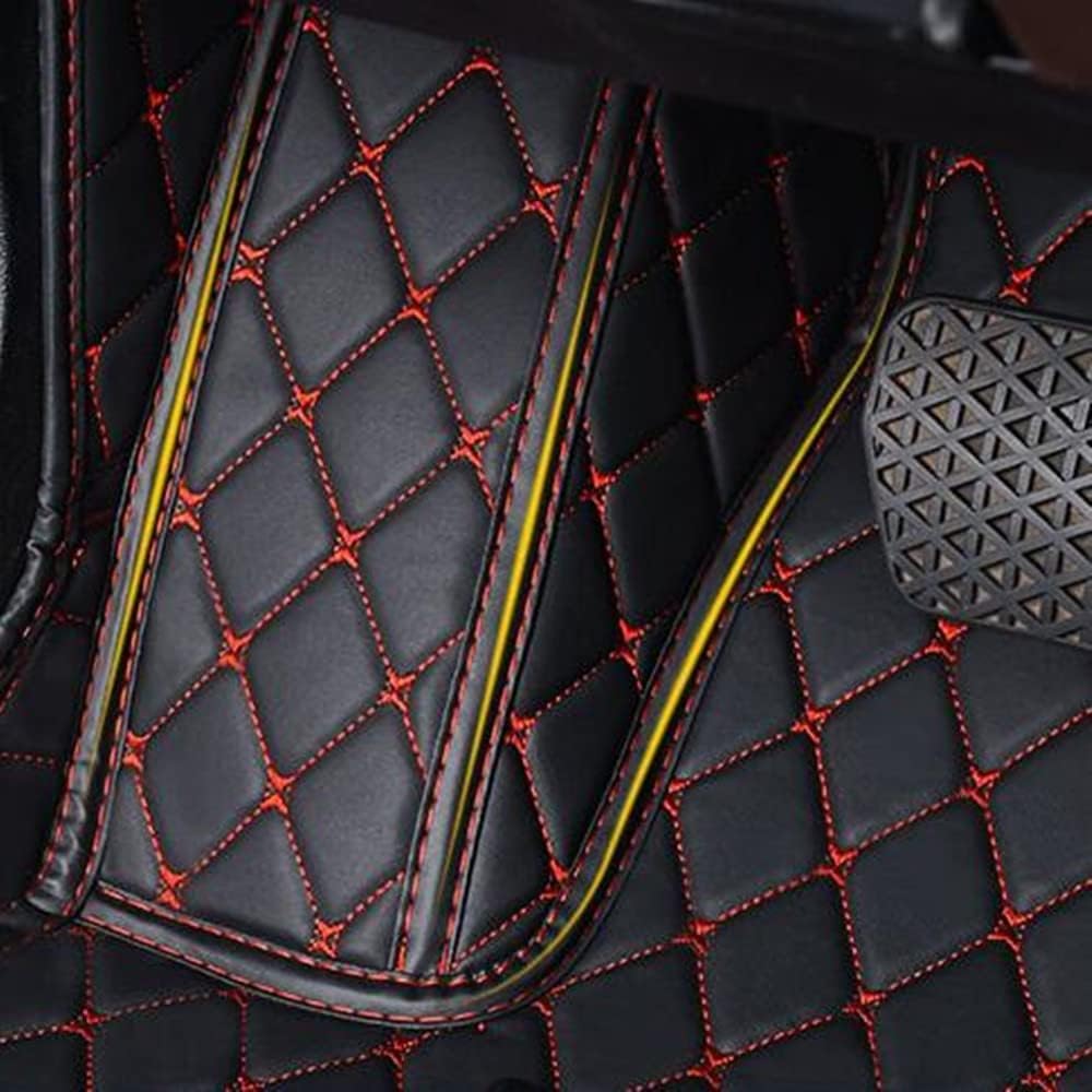 Custom All-Weather Protection Luxury Leather Floor Mats for Cars SUVs Trucks According Anti-Slip Leather Floor mats (36,Black and Striped Black)