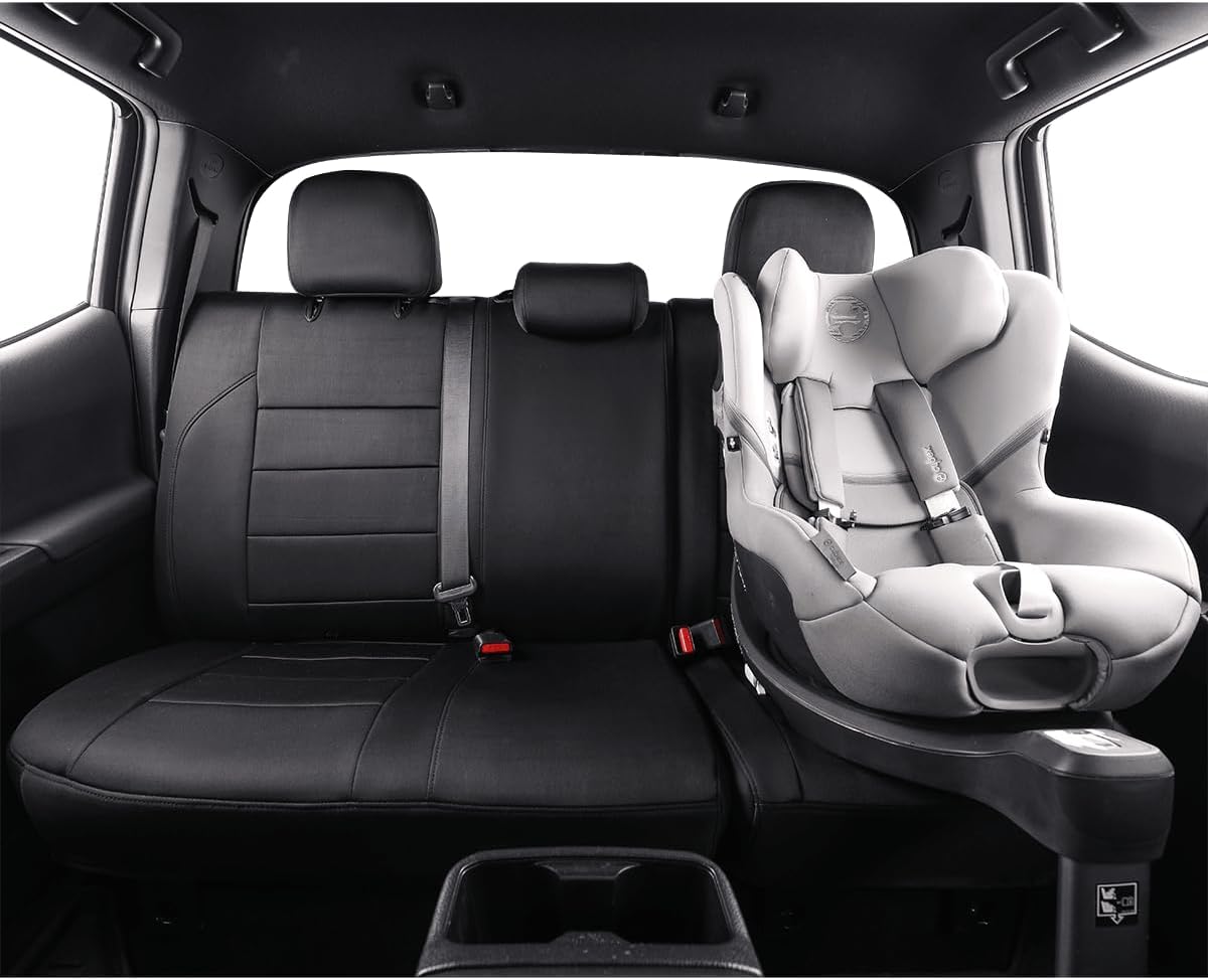 EKR Custom Fit Tacoma Car Seat Covers for Select Toyota Tacoma 2024 2025 Xtra Cab SR - Full Set, Neoprene (Black)