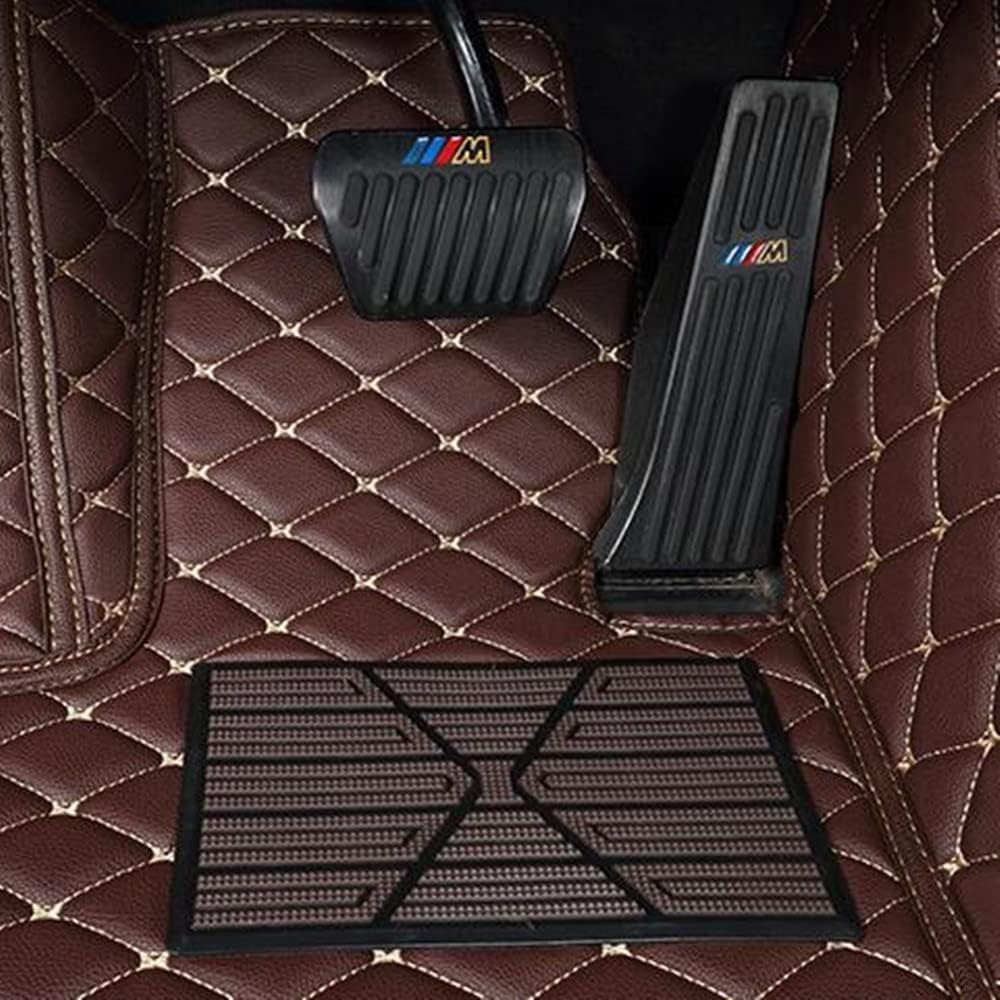 Custom All-Weather Protection Luxury Leather Floor Mats for Cars SUVs Trucks According Anti-Slip Leather Floor mats (14,Wine Red)
