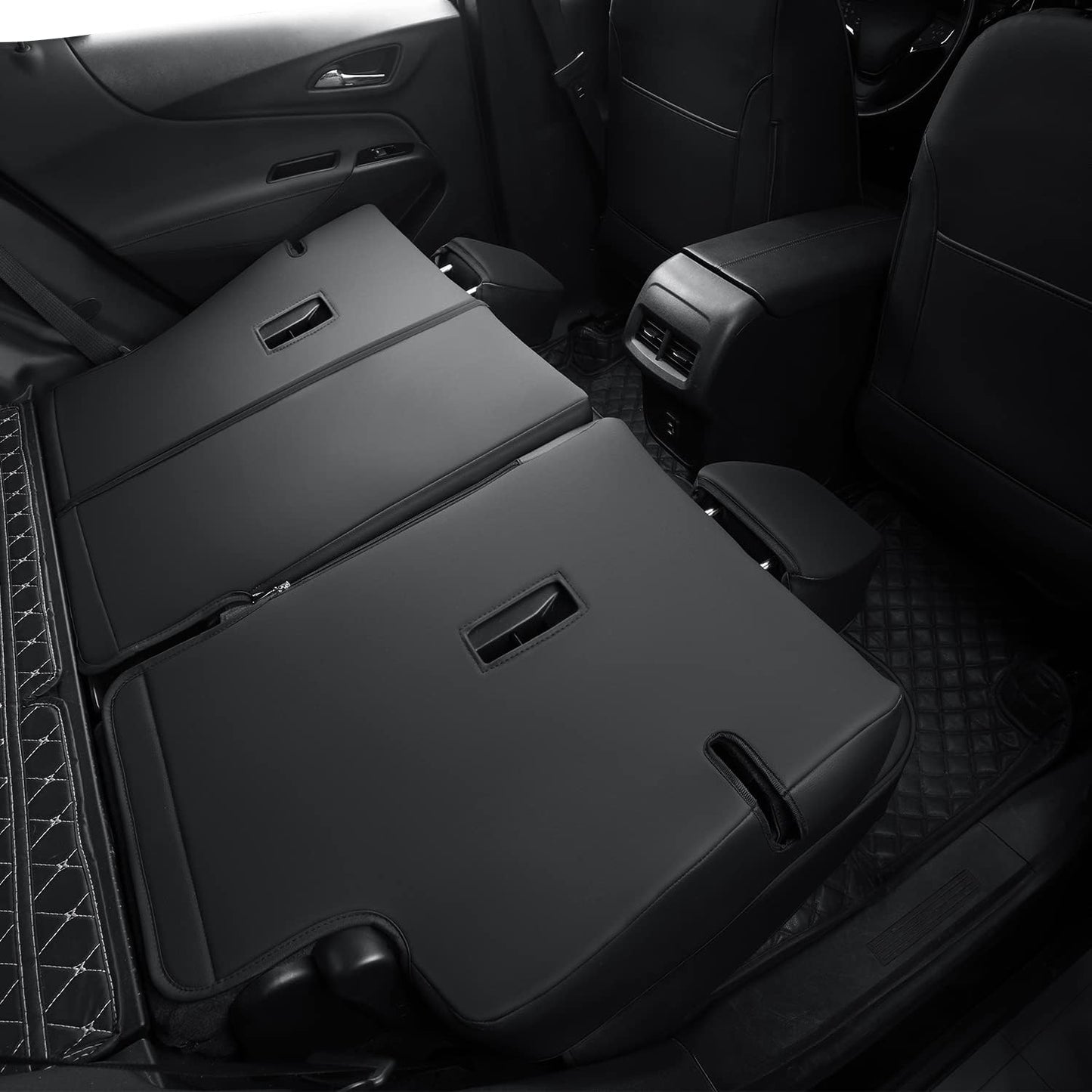 RISINGSTAR Terrain Seat Covers, fit for 2018-2024 GMC Terrain SUV with Rear Split Seats, Water Proof Faux Leather(Full Set, Black)