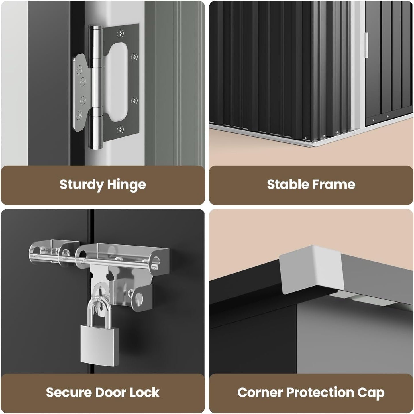 Bealife 6' x 4' Outdoor Storage Shed Clearance, Metal Outdoor Storage Cabinet with Double Lockable Doors, Waterproof Tool Shed, Backyard Shed for Garden, Patio, Lawn (Dark Gray)