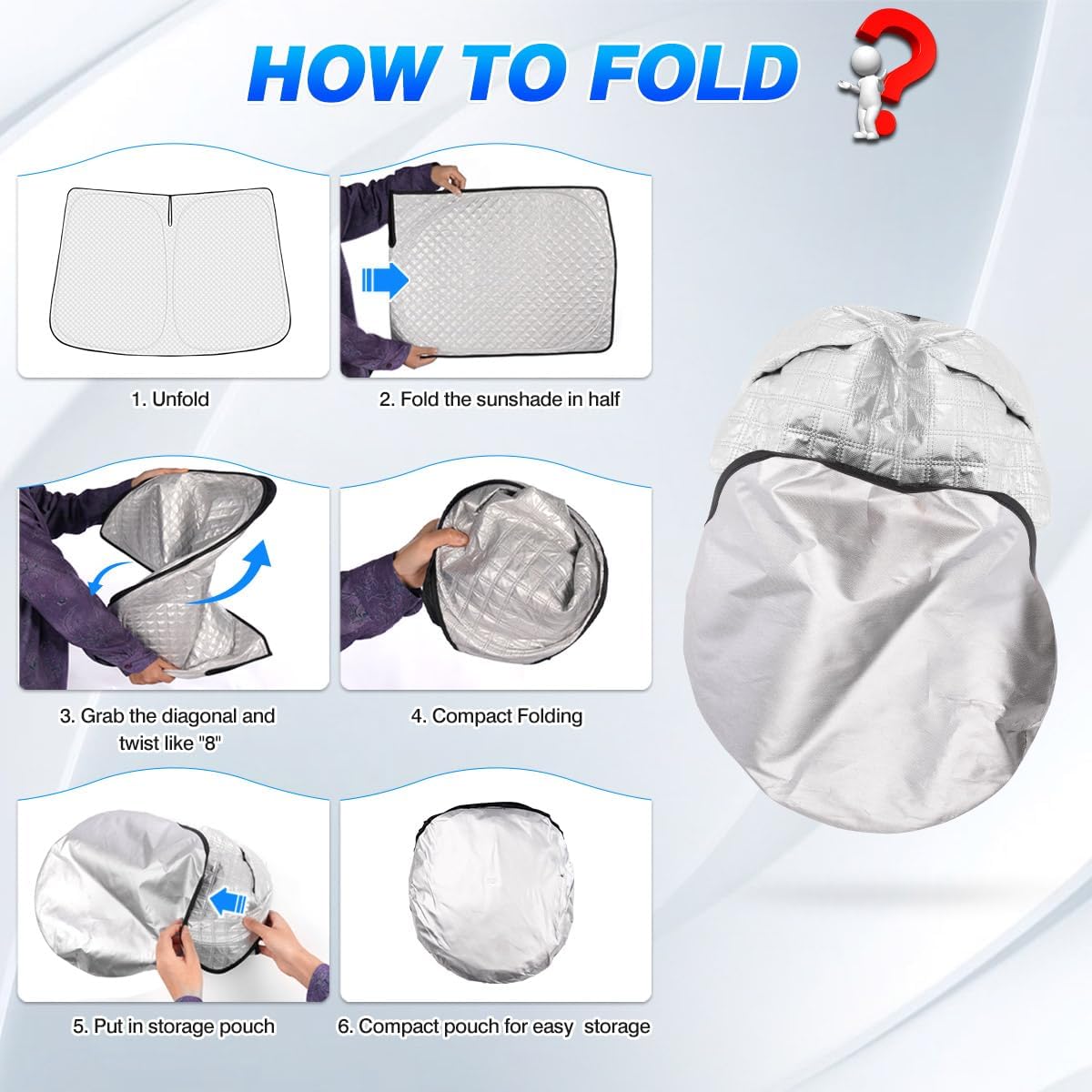 Windshield Sun Shade for 2025 2026 Chevrolet/Chevy Equinox Accessories Thicken 6-Layer Front Window Sunshade Cover Sun Visor Protector Foldable Block UV Rays Keep Vehicle Cool