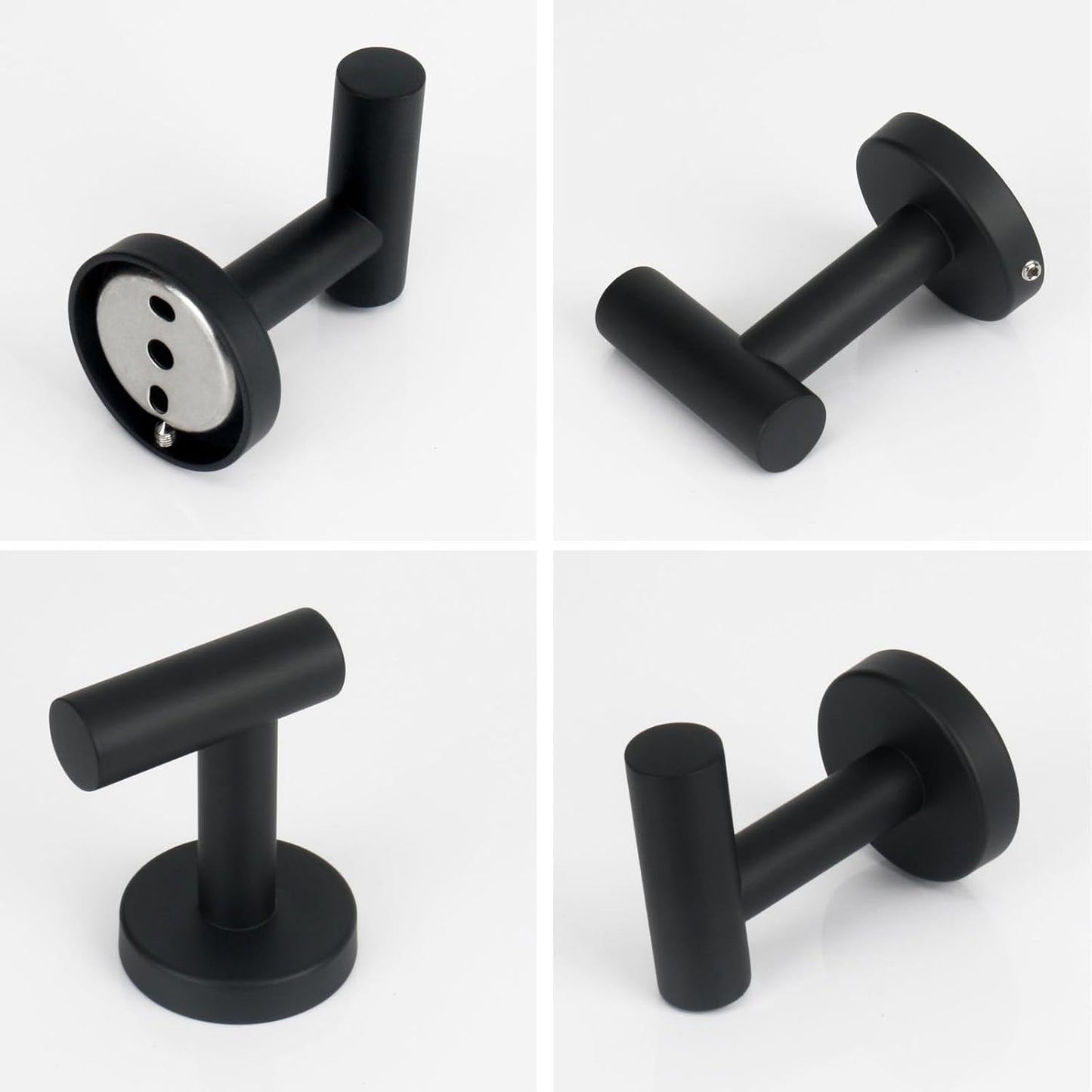 NearMoon Bath Towel Hooks- SUS 304 Stainless Steel Robe Hook Holder, Heavy Duty Coat Hook for Bathroom Livingroom Hotel Kitchen Garage, Wall Mounted (Matte Black, 8 Pack)