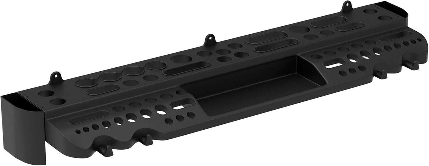 Tool Storage Shelf Wall Mount Utility Shelf Organizer Rack Has 61 Slots, 4 Hooks, 2 Compartments Garage Shelving and Tool Organizers by Stalwart