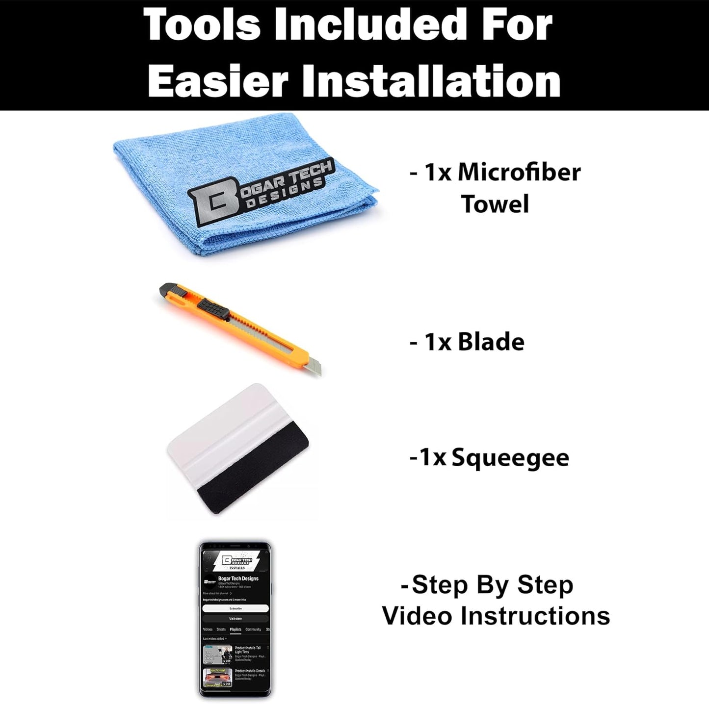 BOGAR TECH DESIGNS Rear Taillight Tail Light Tint Kit PPF Fits Cadillac Escalade (ESV) 2015-2020, Dark Smoke