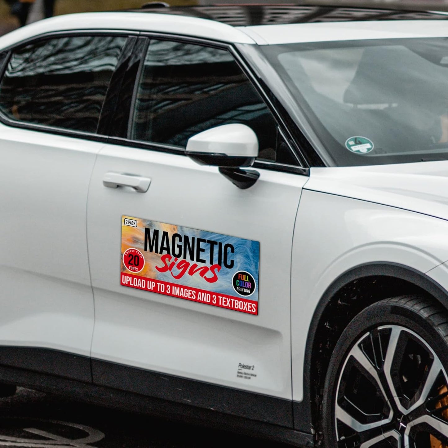 2 Pack, Personalized Magnetic Signs for Vehicles, Custom Car Magnets for Businesses, Customized Full Color Magnetic Truck Signs, 12x24 Car Magnet Signs (Design E)