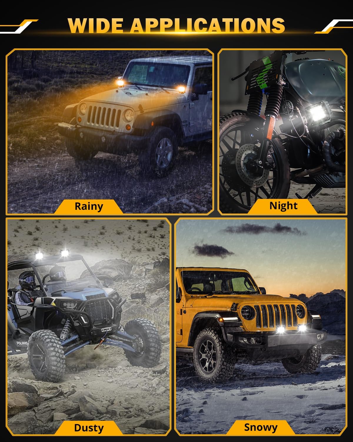 Auxbeam LED Pods 3 Inch 72W Amber Fog Light, 6 Modes Strobe Cube Pod Light Bar Dual Color Yellow Spot Flood Offroad Driving Lights Ditch Lights for Truck Car ATV