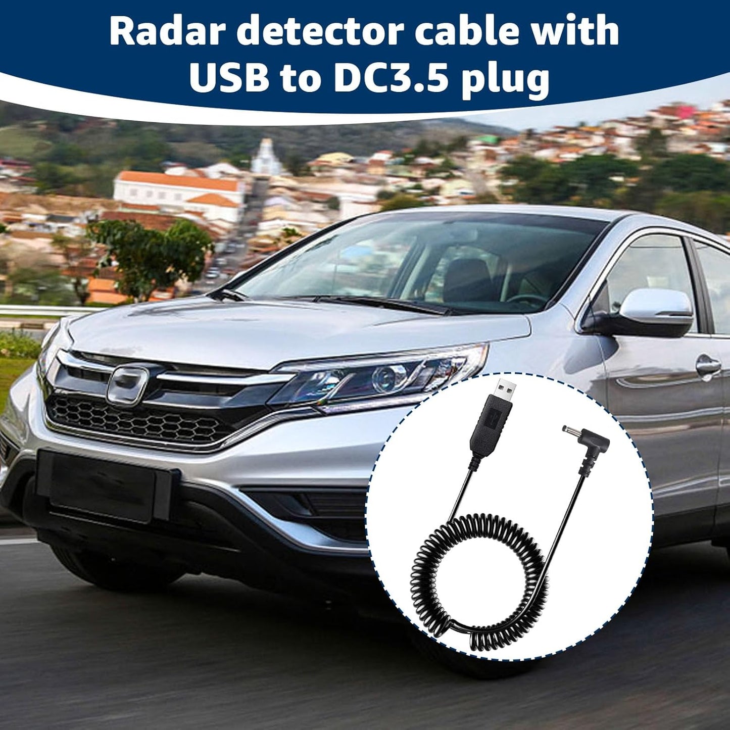 USB to DC3.5 Plug Radar Detector Power Cable, USB 5V-12V Power Cable Compatible with Cobra RAD 480i, 350, 380, Uniden DFR1, DFR3, DFR5, Whistler, & Radenso Pro M Radar Detectors (8.2FT Length)