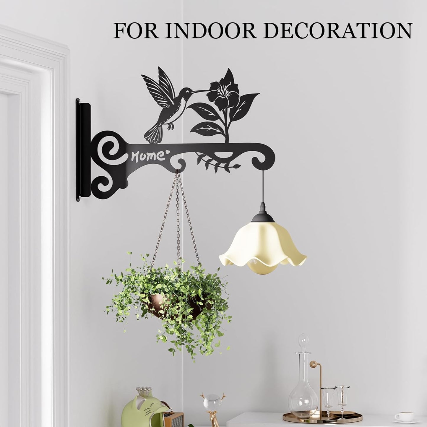 10 Inch Metal Plant Hooks (2-Pack) - Decorative Wall Hangers with Bird Design for Indoor & Outdoor Use - Hanging Brackets for Plants, Flower Baskets, Bird Feeders, Lanterns - Patio, Garden, Home Decor