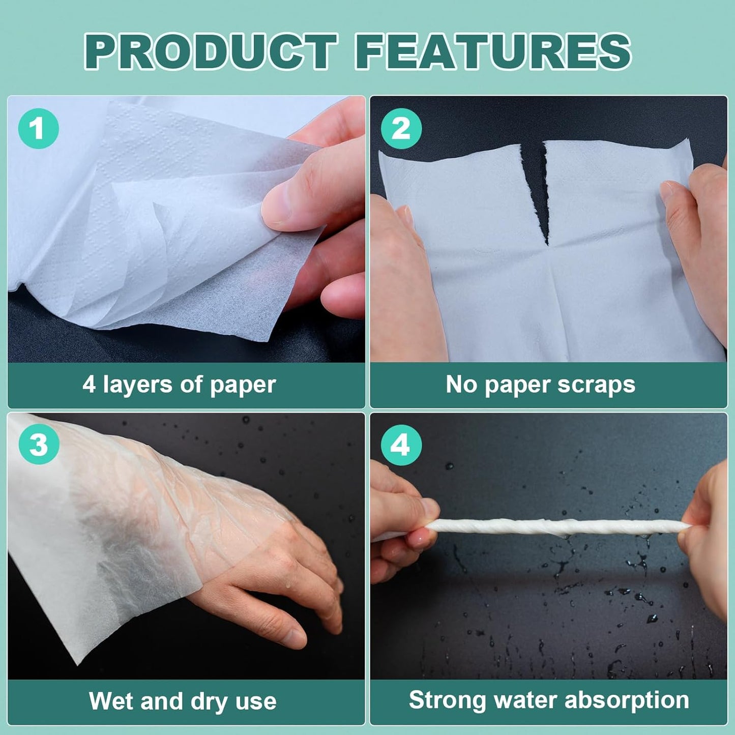 4-Ply Car Tissue Refills (720 Layers) - 6 Pack Travel Size Tissues, Soft & Strong Disposable Facial Tissues for Car, Office, Home - 180 Sheets