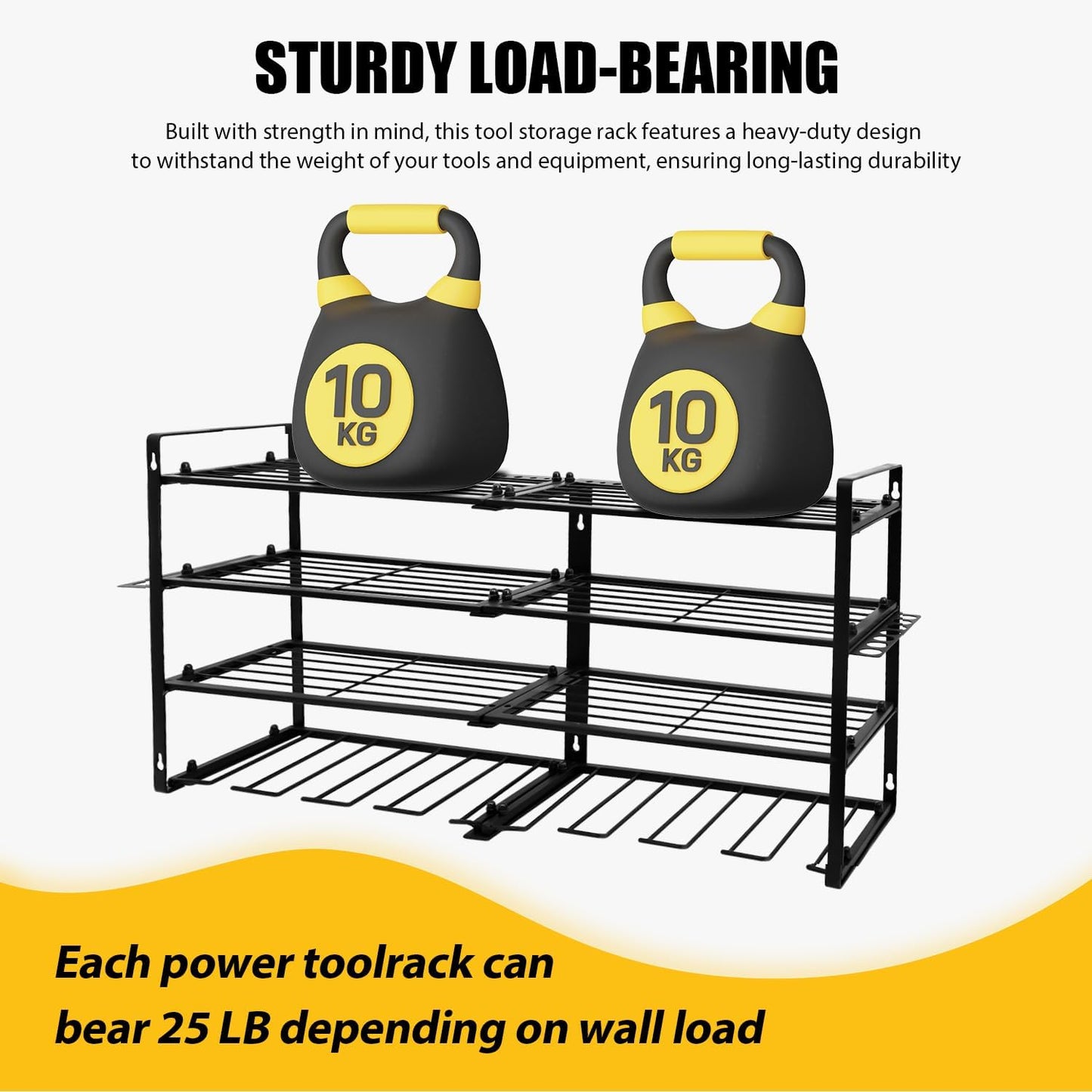 Wall Mount Power Tool Organizer, 4 Layer 8 Drill Hangers Storage Rack, Tool Organizers and Storage for Garage, Workshop, Pegboard, Shed - 33 inch