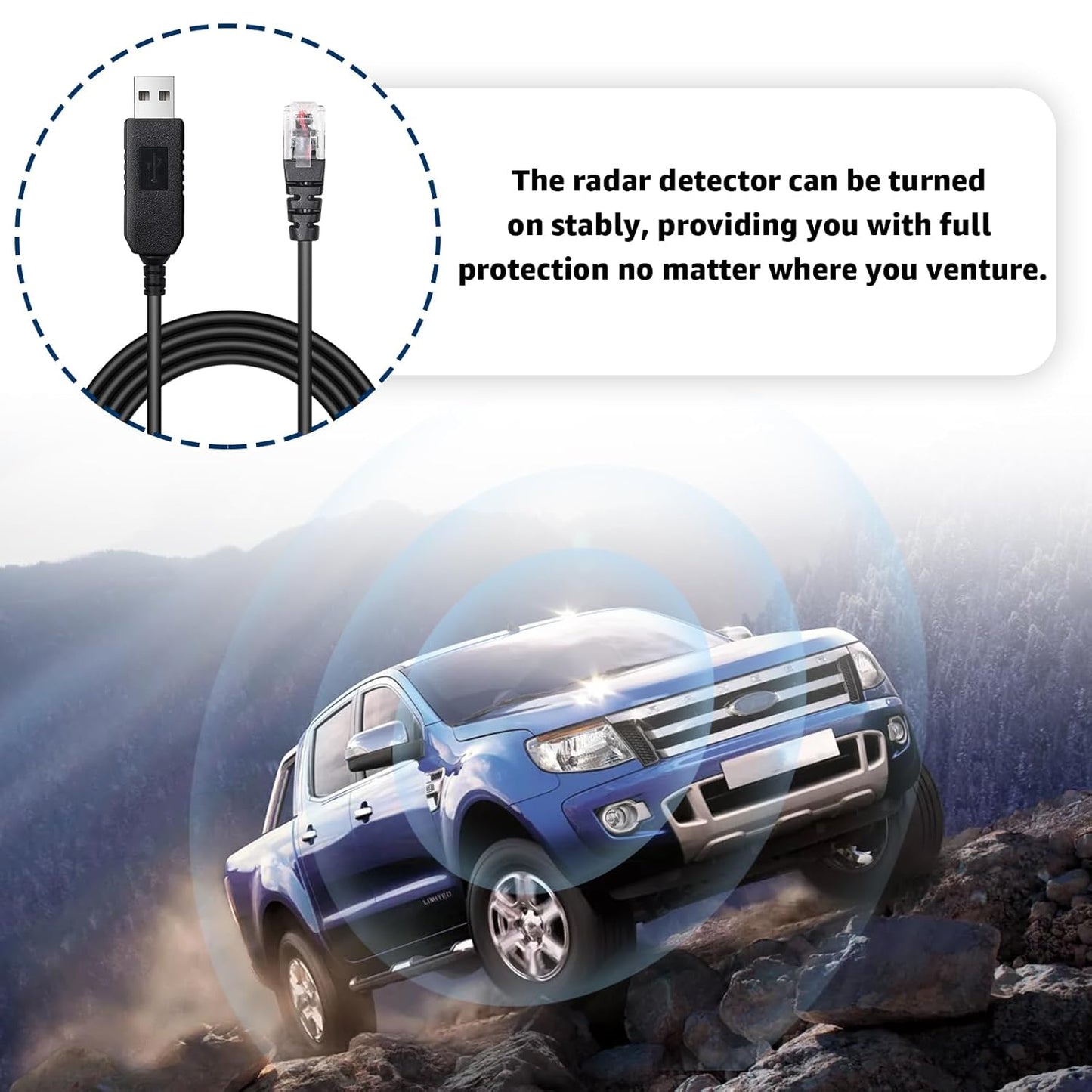 4.92FT USB to RJ11 Plug Cable,USB 5V-12V Power Cable,Radar Detector Cable Compatible with Escort Uniden Beltronics Radenso XP Cobra Whistler,Replacement Power Cord for Radar Detectors