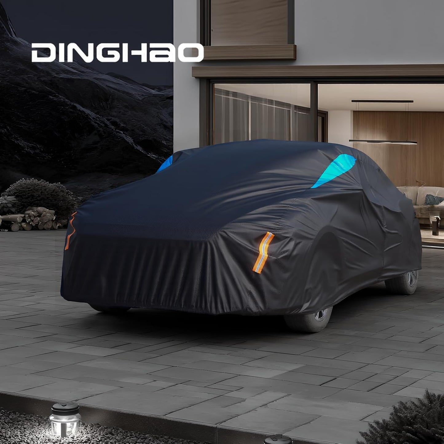 Car Cover Waterproof All Weather, 6 Layers Car Covers for Automobiles, Full Exterior Cover with Zipper, Outdoor Car Cover Sun UV Rain Snow Wind Protection for Sedan (190-195 inch)