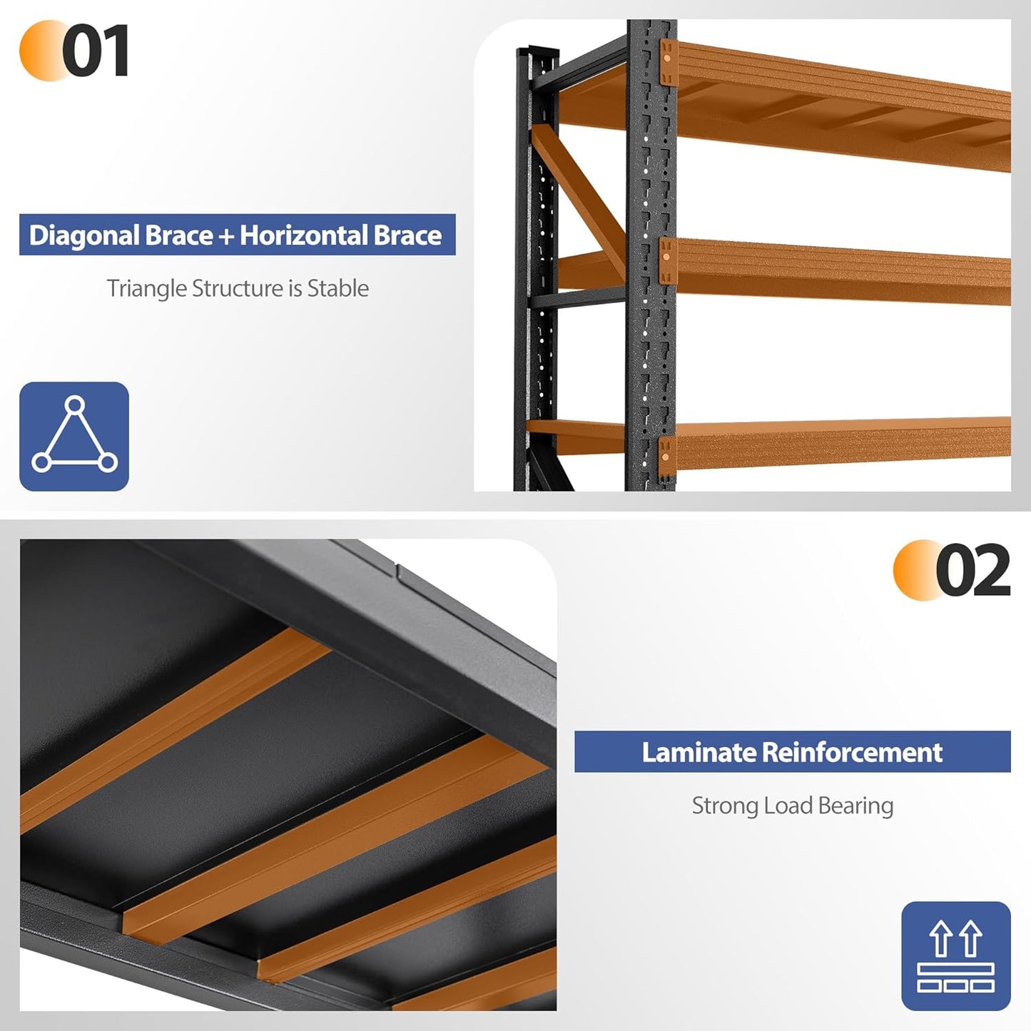 3000LBS Storage Shelves, 48" W Heavy Duty Garage Shelving Unit, Adjustable Industrial Shelving, 4 Tier Metal Shelving for Garage, Supermarket, Warehouse, 48" W x 24" D x 70" H