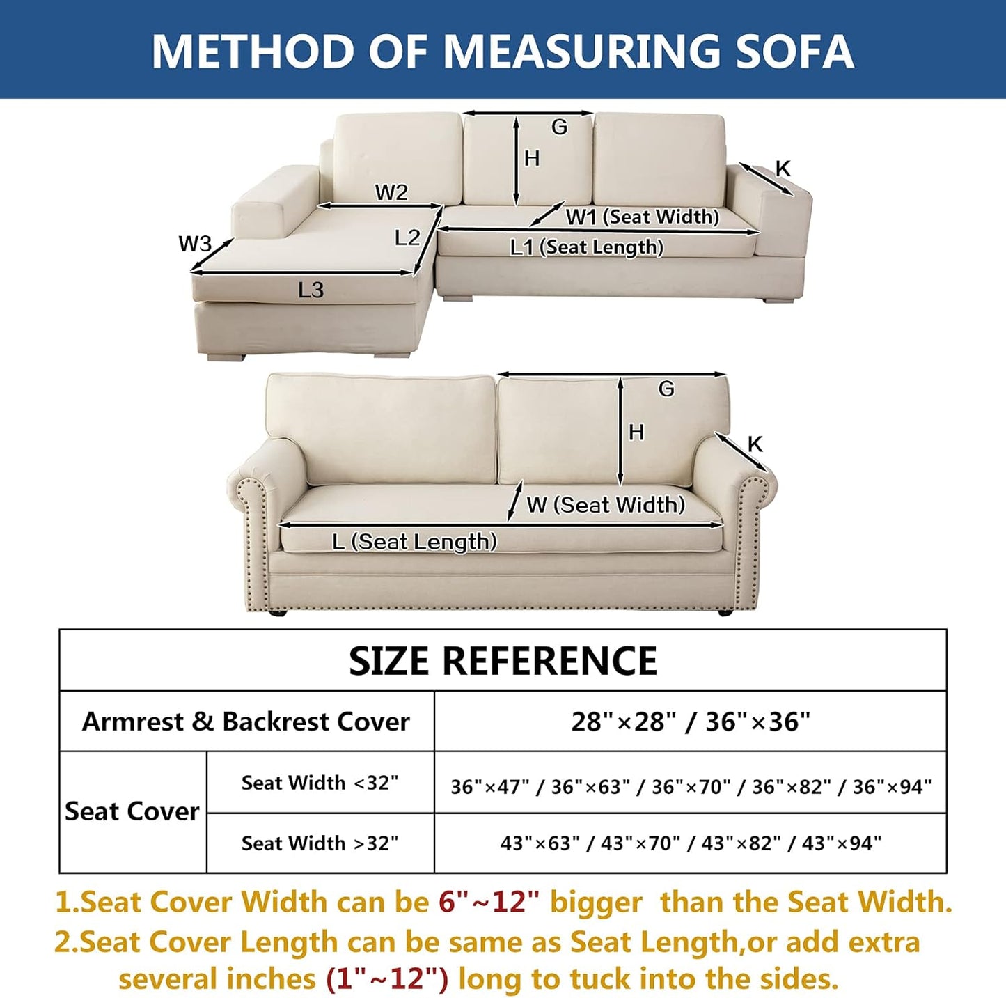 Eismodra Couch Cover,Sectional Couch Covers,Sofa Covers for 3 Cushion Couch,Anti-Slip Sofa Slipcovers for Dogs Cats Kids Loveseat Recliner L Shaped Armrest Backrest,Light Gray 36''x70''(Only 1 Piece)