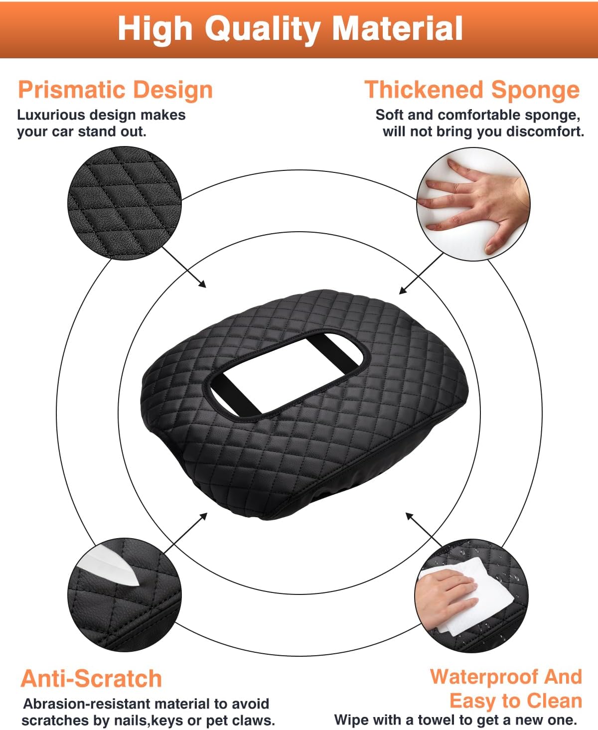 Shademax Center Console Cover for Chevy Silverado & GMC Sierra 2019-2025 2026 Accessories, Silverado Armrest Cover Jump Seat Console Cushion Pad Middle Console Armrest Lid Protective Cover PU Leather