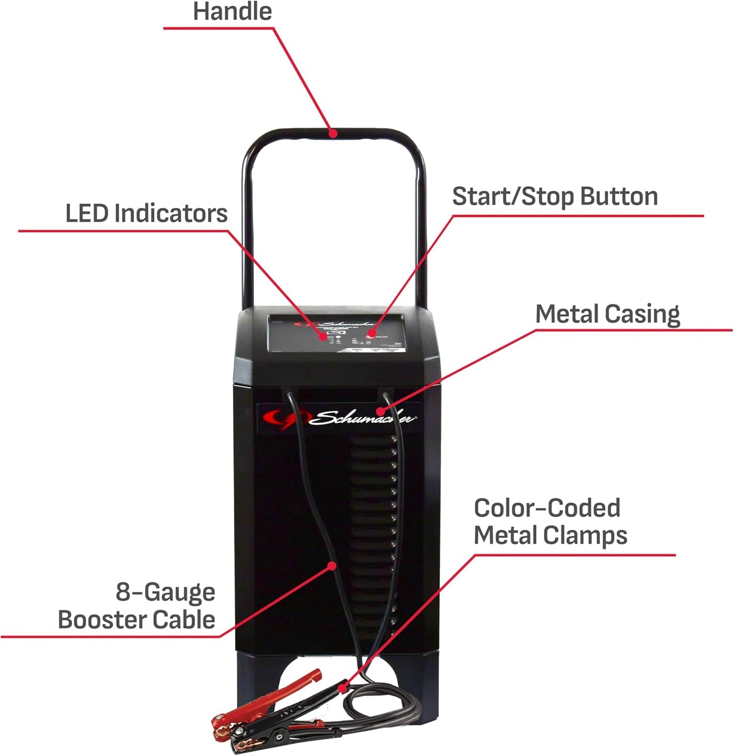 Schumacher Electric 4-in-1 Wheeled Battery Charger, Maintainer, and Engine Starter, SC1324, Fully Automatic, 200 Cranking Amps, 40 Amp Boost, 12V, for Car, Truck, and Other Large Vehicle Batteries
