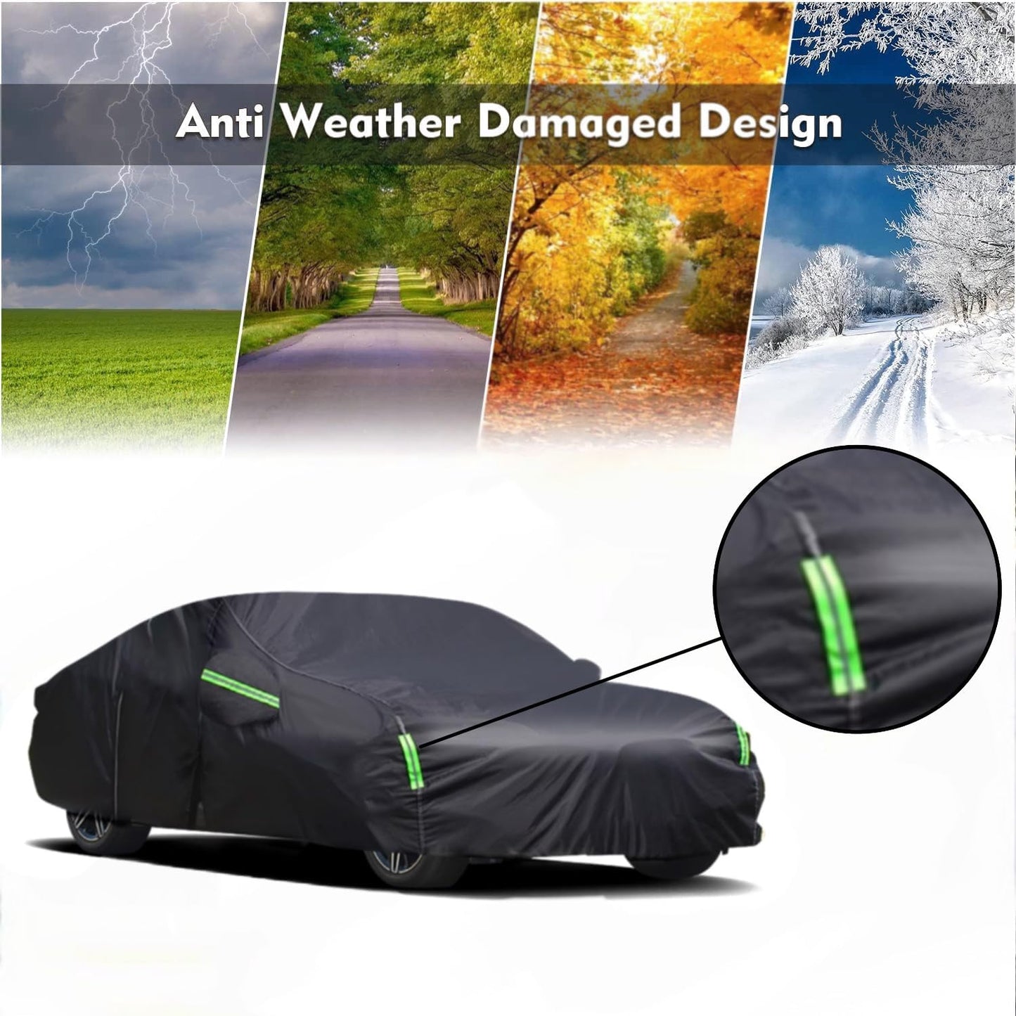 Waterproof Car Covers Replace for 1994-2023 ford mustang car cover, 6 Layers All Weather Custom-fit Car Cover with Zipper Door & Windproof Bands, Waterproof All Weather Sun Rain UV Dust Protection