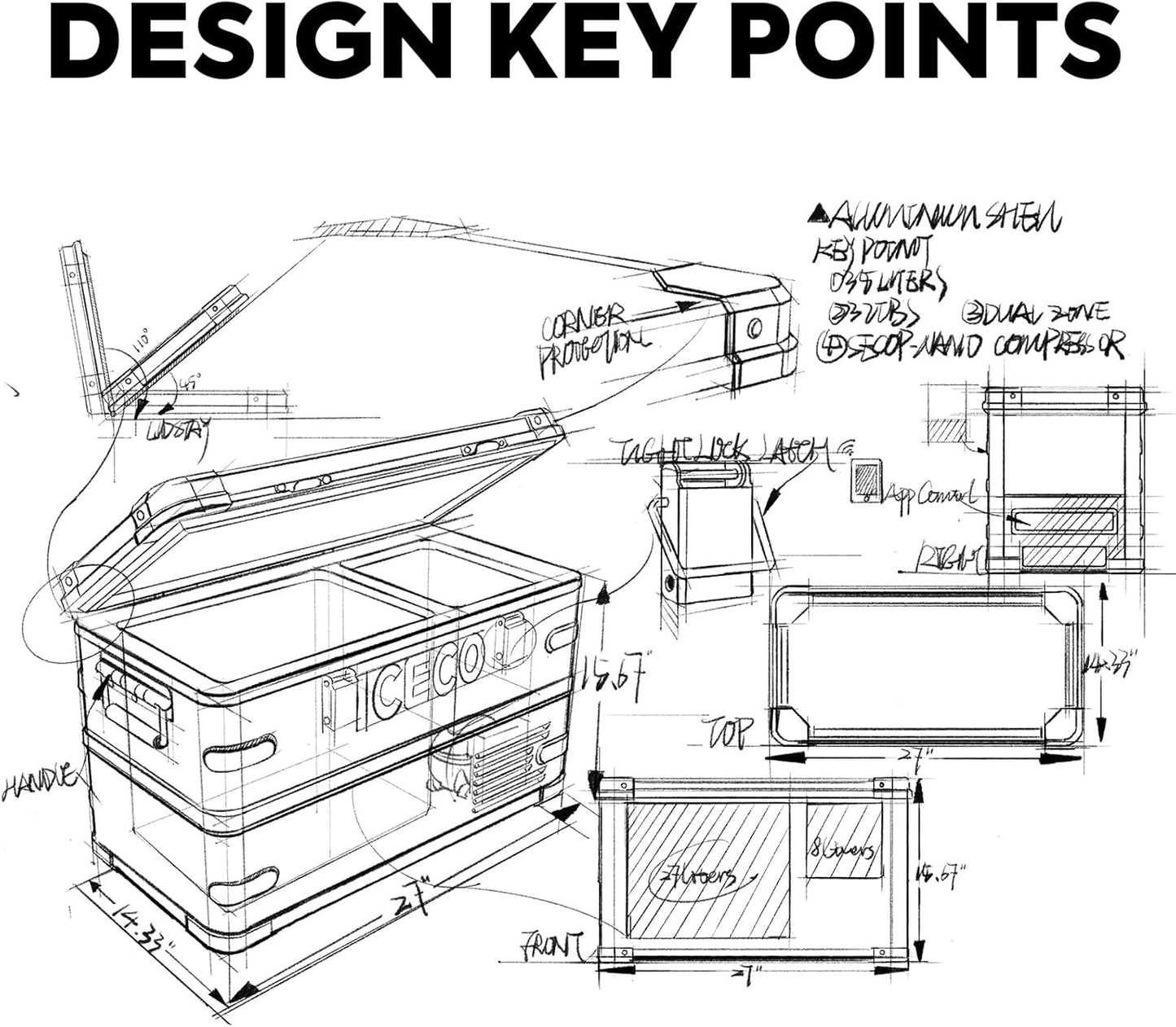 ICECO APL35 12 Volt Car Refrigerator, 37 Quart (30 Liter) Light Duty Aluminum 12v Portable Fridge Freezer, SECOP Nano Compressor, -4℉~68℉, 12/24V DC, 100-240V AC for Outdoor, Camping, RV, Truck, Boat