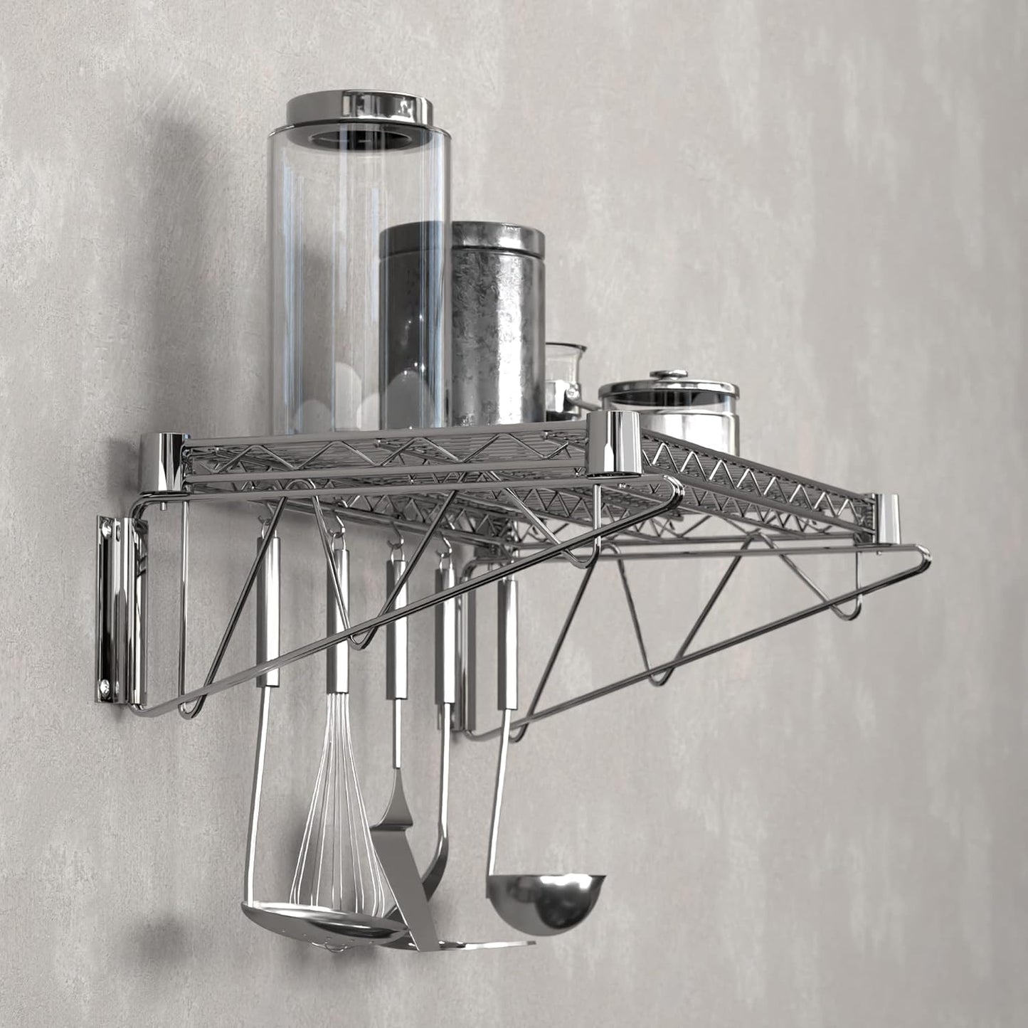 14" x 24" Chrome Wire Wall Mount Shelf