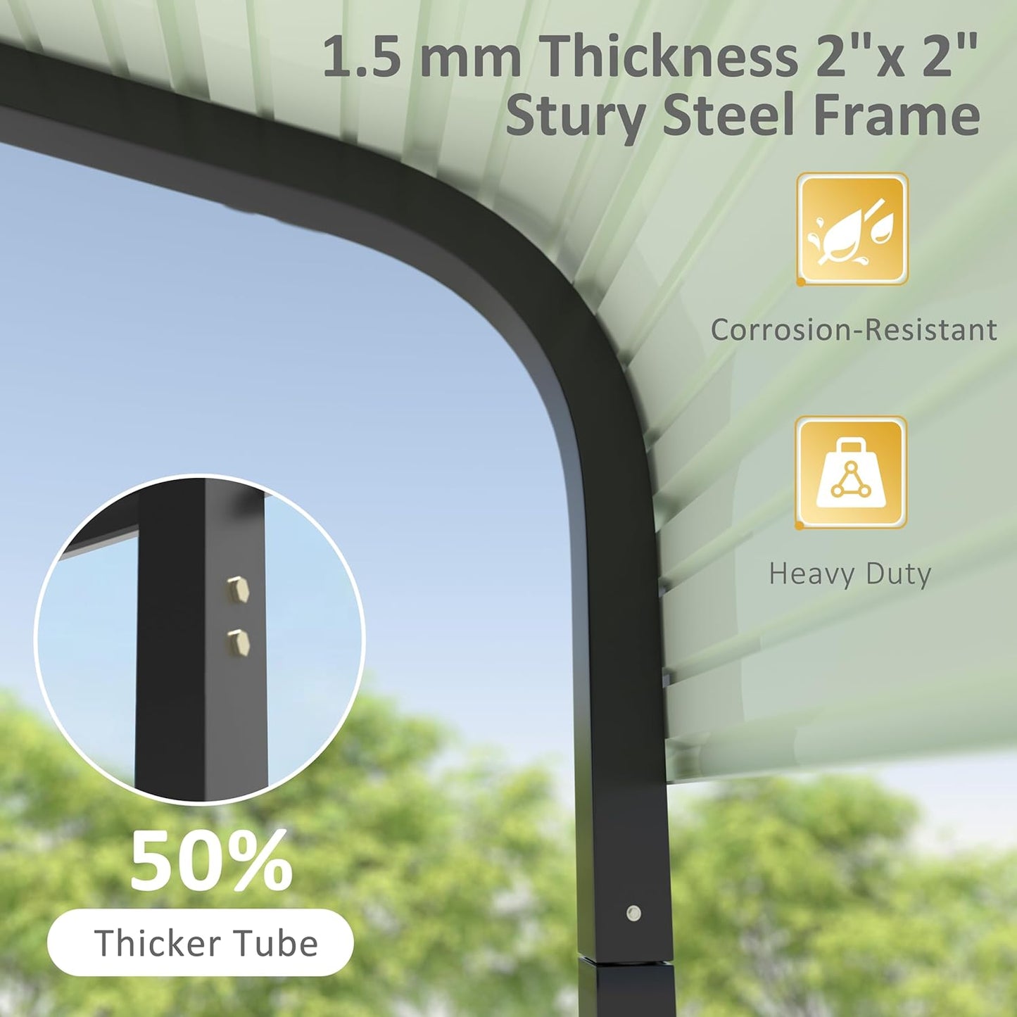 12x20 FT Outdoor Carport with Metal Roof, Heavy Duty Metal Carport Canopy, Garage Car Shelter Shade for Car, Truck, Boat, Gray