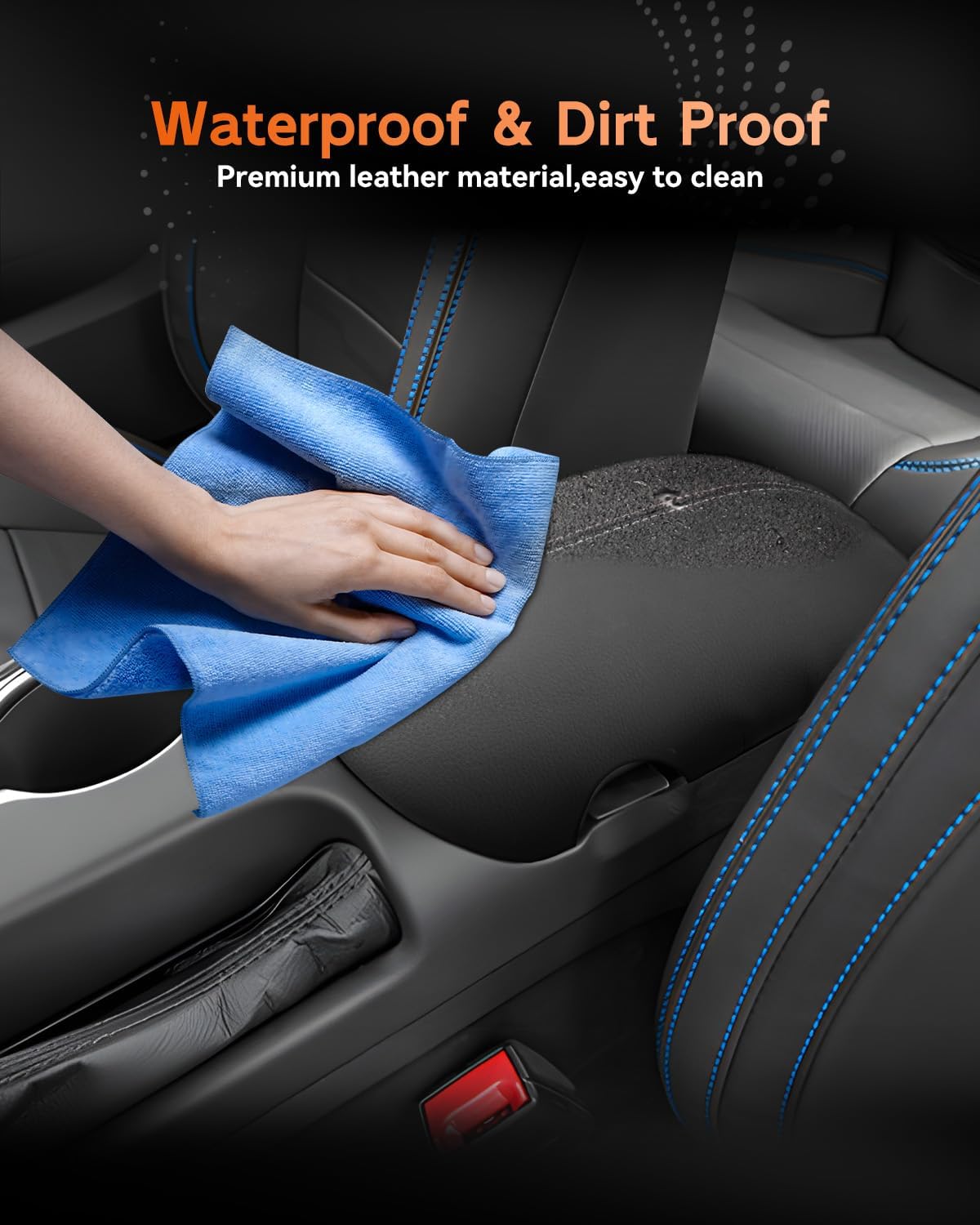 CDEFG for Ford Mustang 2024-2025 Center Console Cover Armrest Box Cover for Mustang 2024 2025 Accessories Console Arm Rest Protector White Line