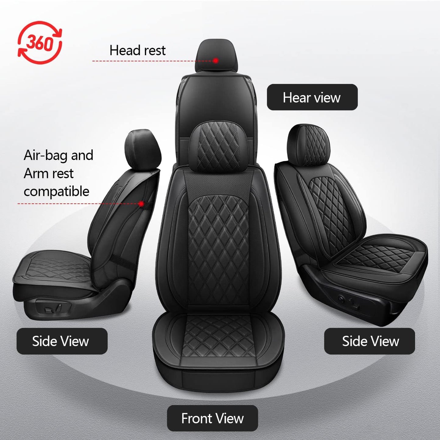 MIROZO Truck Seat Cover for Dodge Ram, Waterproof Ram Seat Cover Compatible with 2009-2025 RAM 1500 2500 3500 Truck Pickup Crew Quad Cab with Split Bench 40/60(Black,Full Set Curved Back)