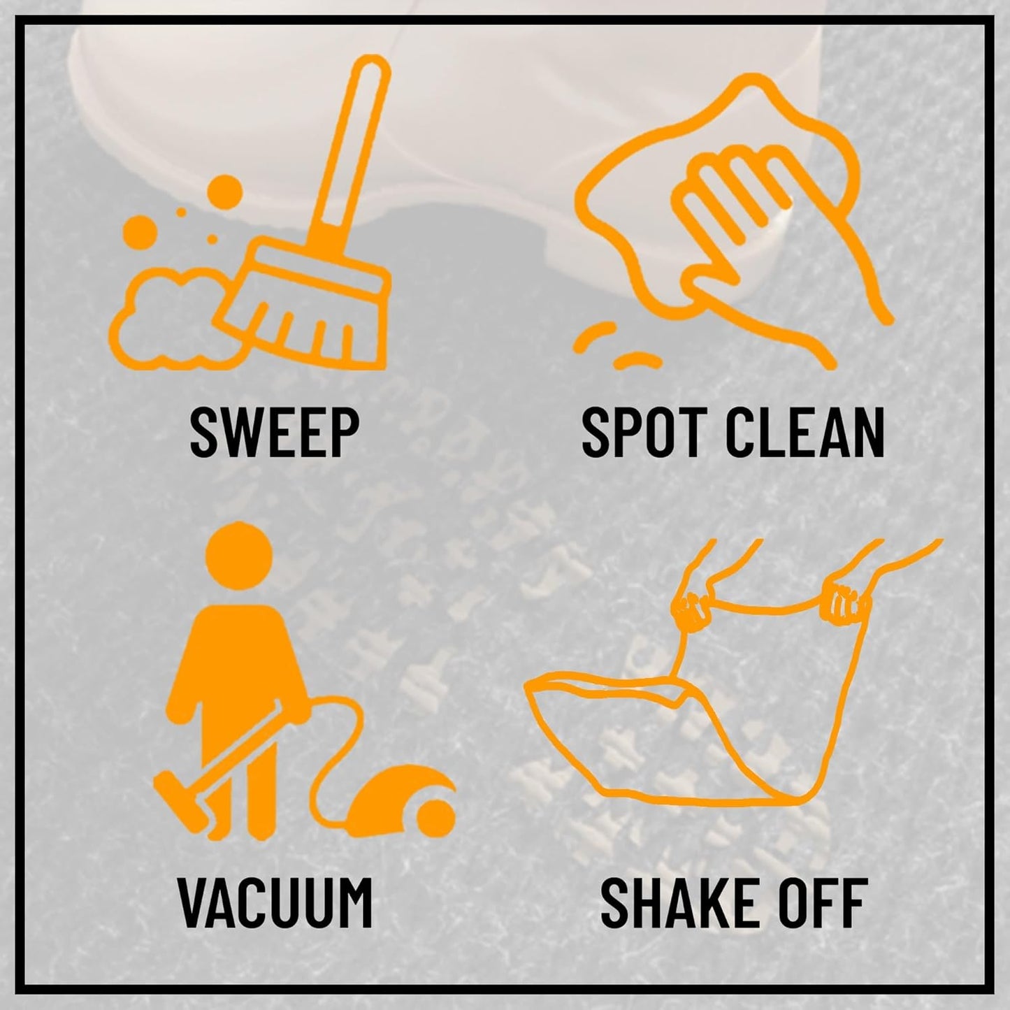 Ottomanson 2' x 20' Hallway Runner with Scraper Pile Extra Durable Non-Slip Rug Mat for Indoor & Outdoor Use - Ideal for Kitchen, Entryway, Patio & Garage - High-Traffic Carpet, Black