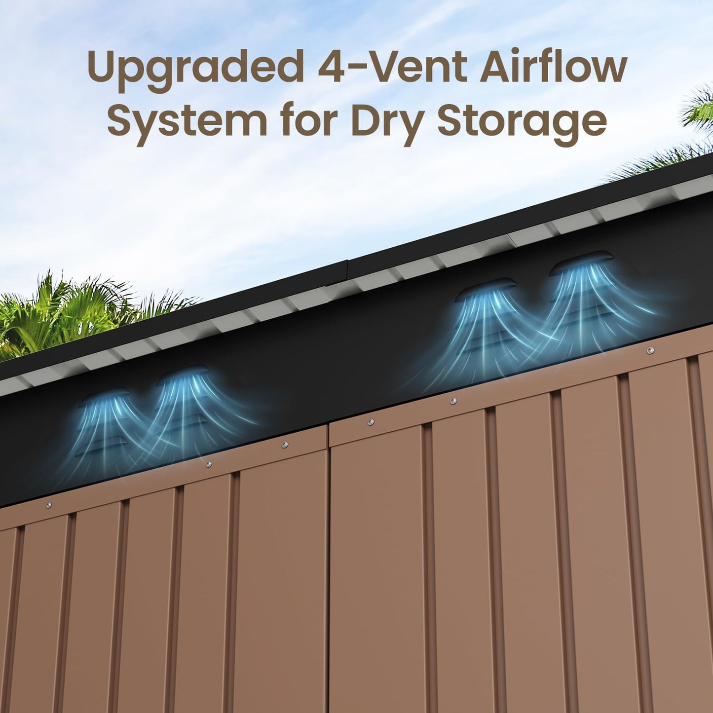 Bealife Outdoor Storage Shed Clearance, Metal Outdoor Storage Cabinet, Waterproof Tool Shed, Lockable Backyard Shed for Garden, Patio and Lawn (Brown, 6' x 4')