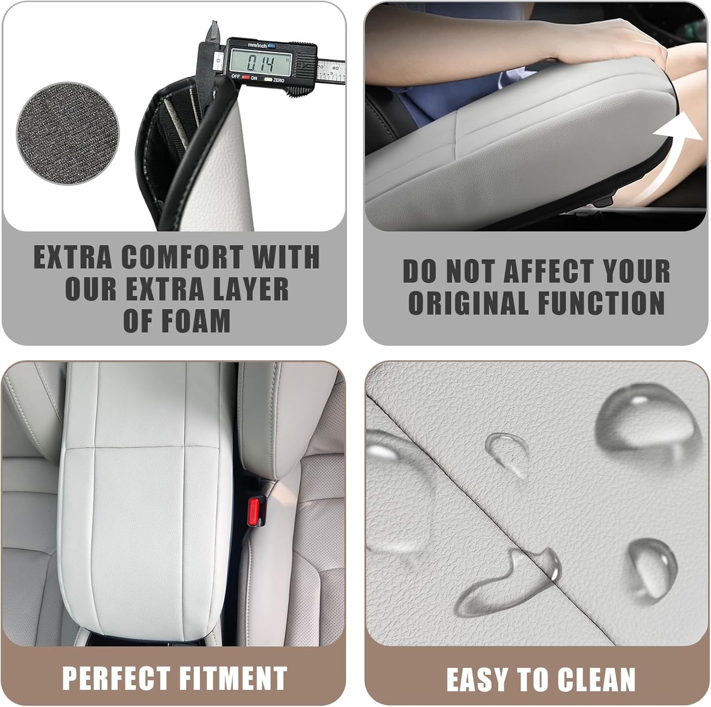 Muslogy for Accord 2023-2025 Center Console Cover Armrest Pad Vegan Leather Extra Soft Armrest Lid Protector Compatible with Honda Accord LX EX Sport Hybrid EX-L Sport-L Touring (V1 White)