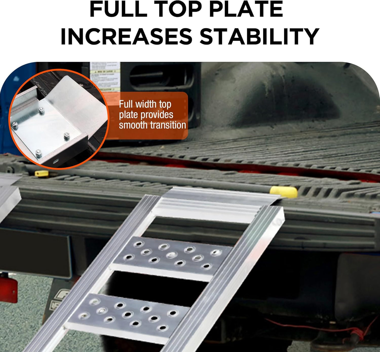 Rockland Straight Aluminum Loading Ramp, 77'' x 13'', 1250 LBS Loading Capacity, Portable Ramp for Motorcycles, Ebikes and ATVs, 2 Pcs