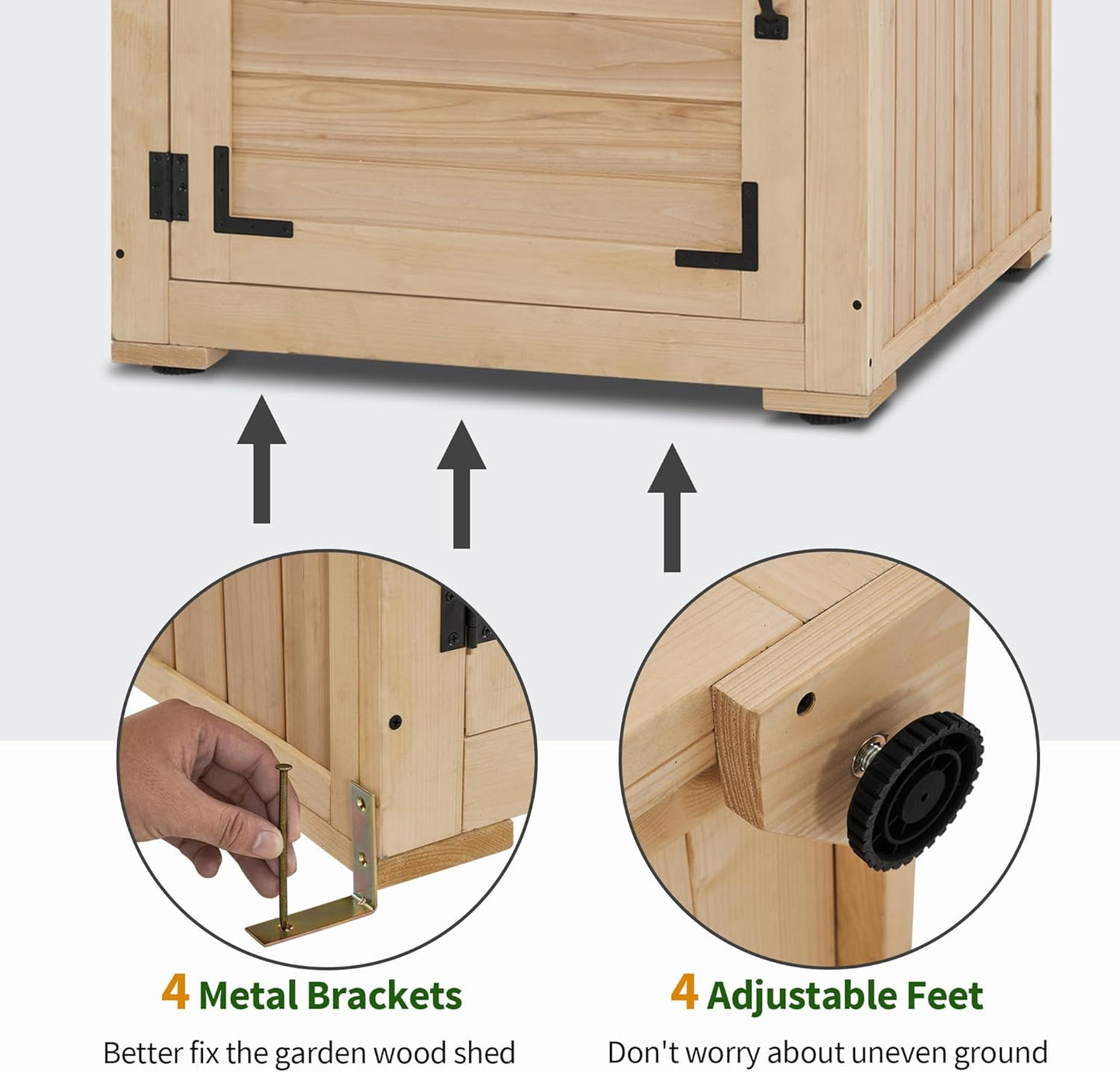 MCombo 30" Deep Wood Sheds & Outdoor Storage, Outside Garden Tool Cabinet Shed with Removable Shelf, Outdoor Storage Cabinet Shed Waterproof for Patio 0786 (Natural)