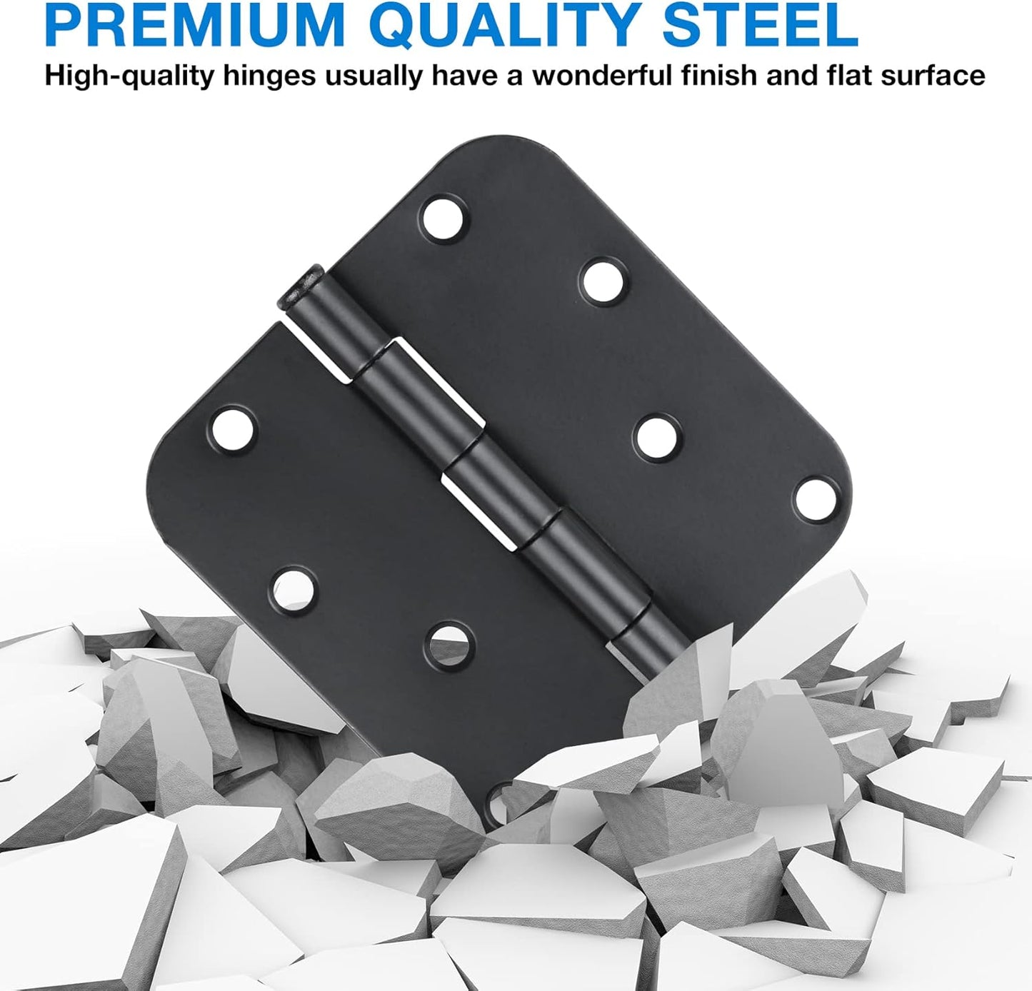 4 in x 4" Black Door Hinges 12 Pack Matte Black Door Hinges 4 Inch Exterior Interior Door Hinge for Doors,Standard,Stall,Back,Heavy Duty Hollow Core,Front Door Hardware Black 5/8" Radius Round Hinge