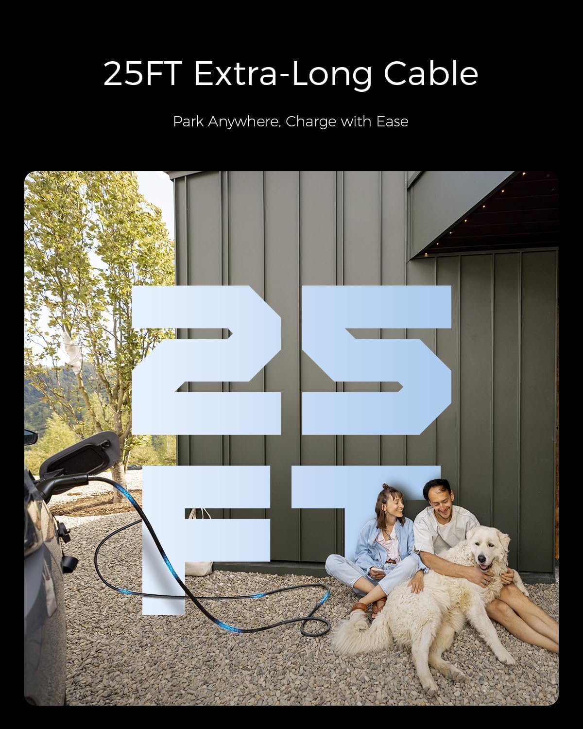 Level 1/2 EV Charger, 16A 110-240V Portable EV Charger with 25FT Cable, Home Electric Vehicle Charging Stations with NEMA 6-20 Plug NEMA 5-15 Adapter for All J1772 EVs