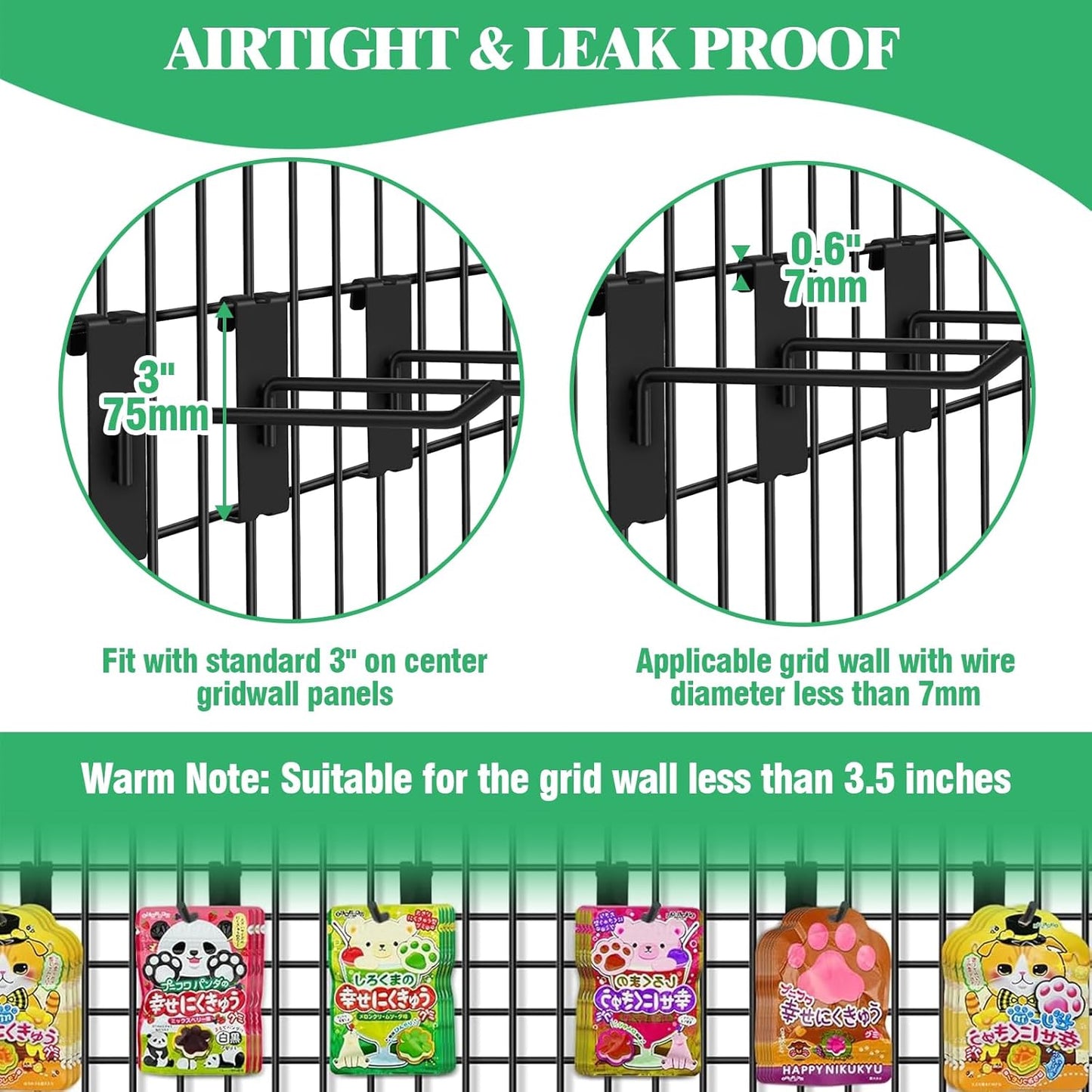 40Pcs 10" Gridwall Display Hooks Assortment Set, Black Metal Grid Wall Panel Hanging Display Hook for Garage Shop Retail Storage, Wire Diameter 5mm/ 0.2”