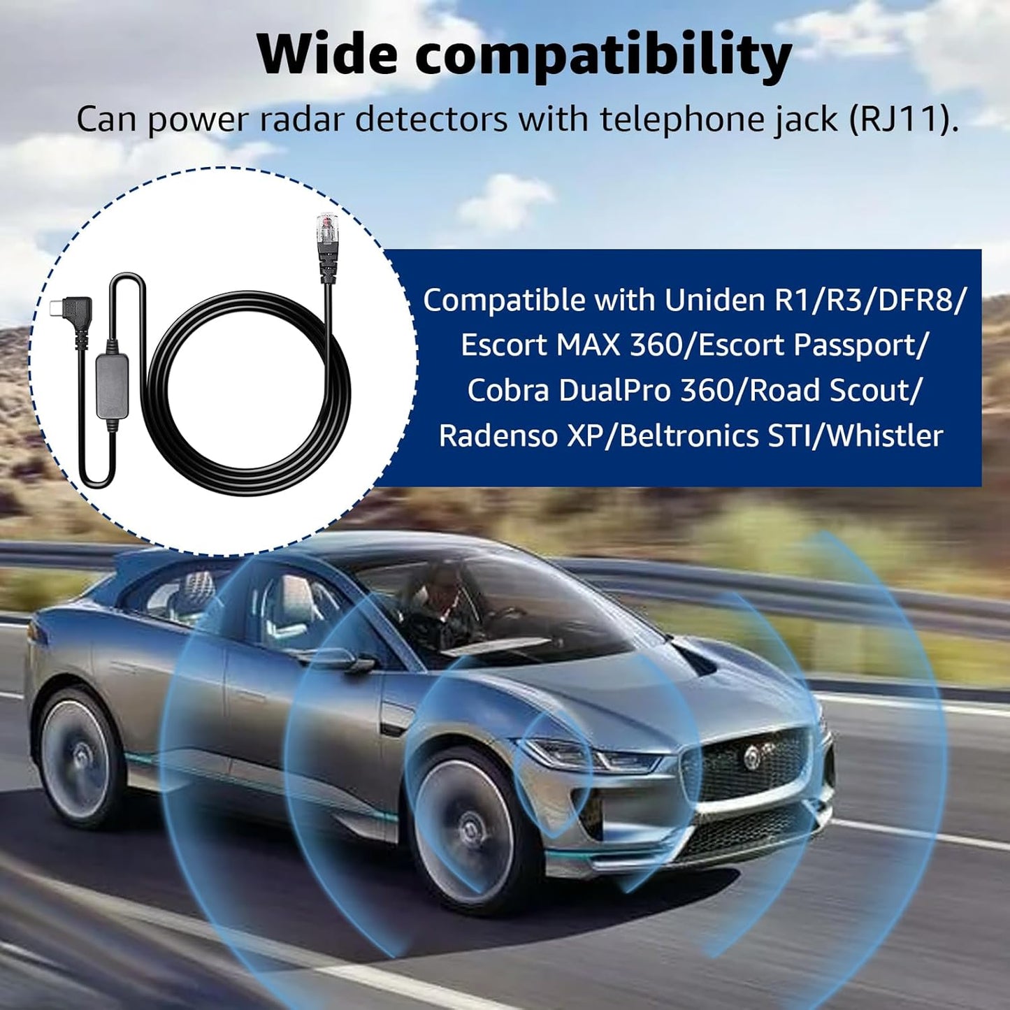 USB-C to RJ11 Plug Cable,Radar Detector Cable for Uniden R1 R3 R7 Escort MAX360 MAX 360c IX IXc Beltronics Cobra Passport 9500i Radenso XP etc(6.56FT)