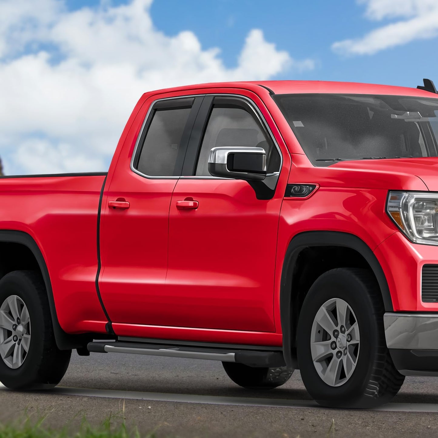 Voron Glass in-Channel Extra Durable Rain Guards for Trucks GMC Sierra 1500 2019-2025 Double Cab, Window Deflectors, Vent Window Visors, 4 Pieces - 230091v