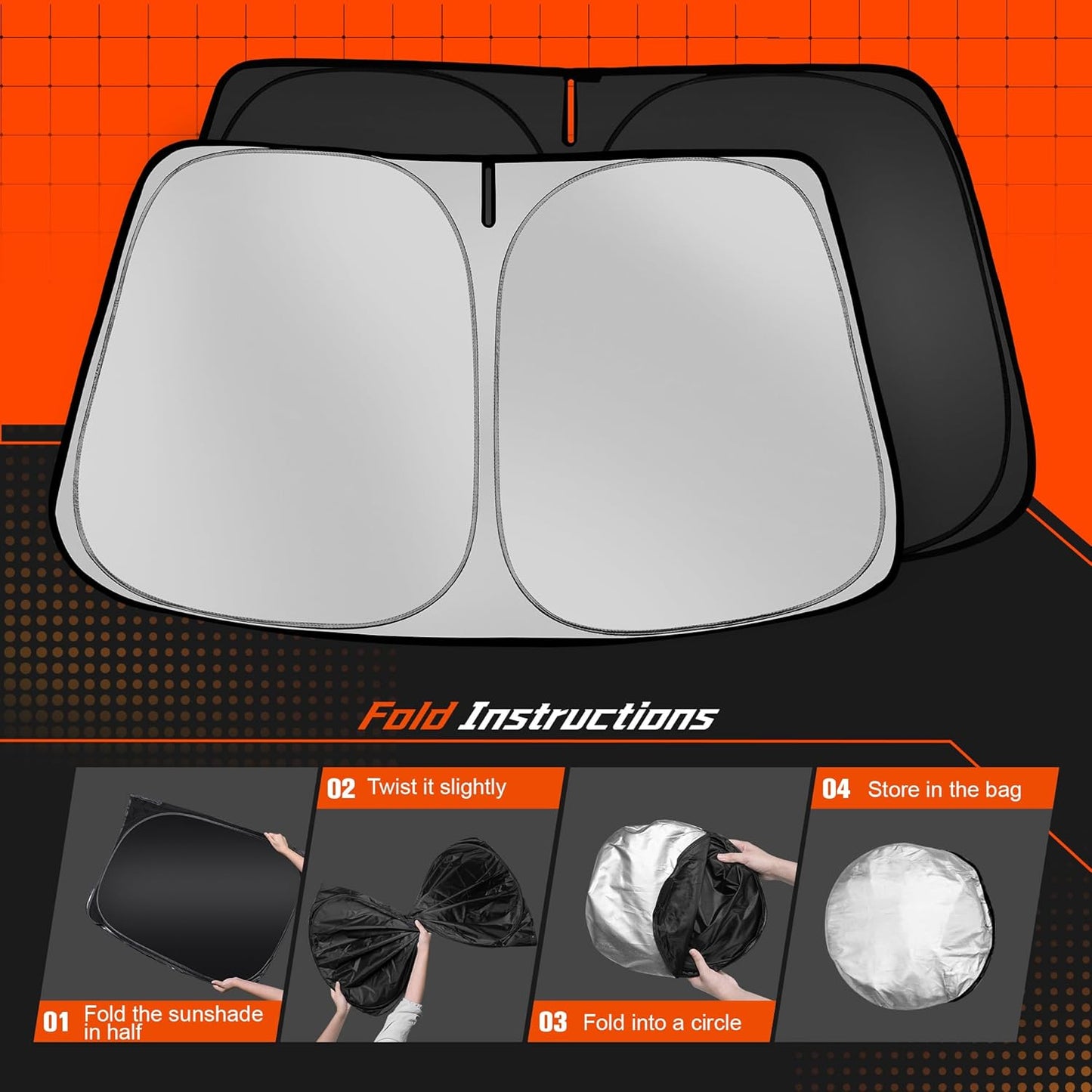 Custom Fit Windshield Sun Shade for Le-xus RX 2010-2015 - Full Coverage, 210T Reflective Fabric, Double-Layer Design - Blocks 99% UV Rays, Keeps Car Cool, Easy to Install and Store