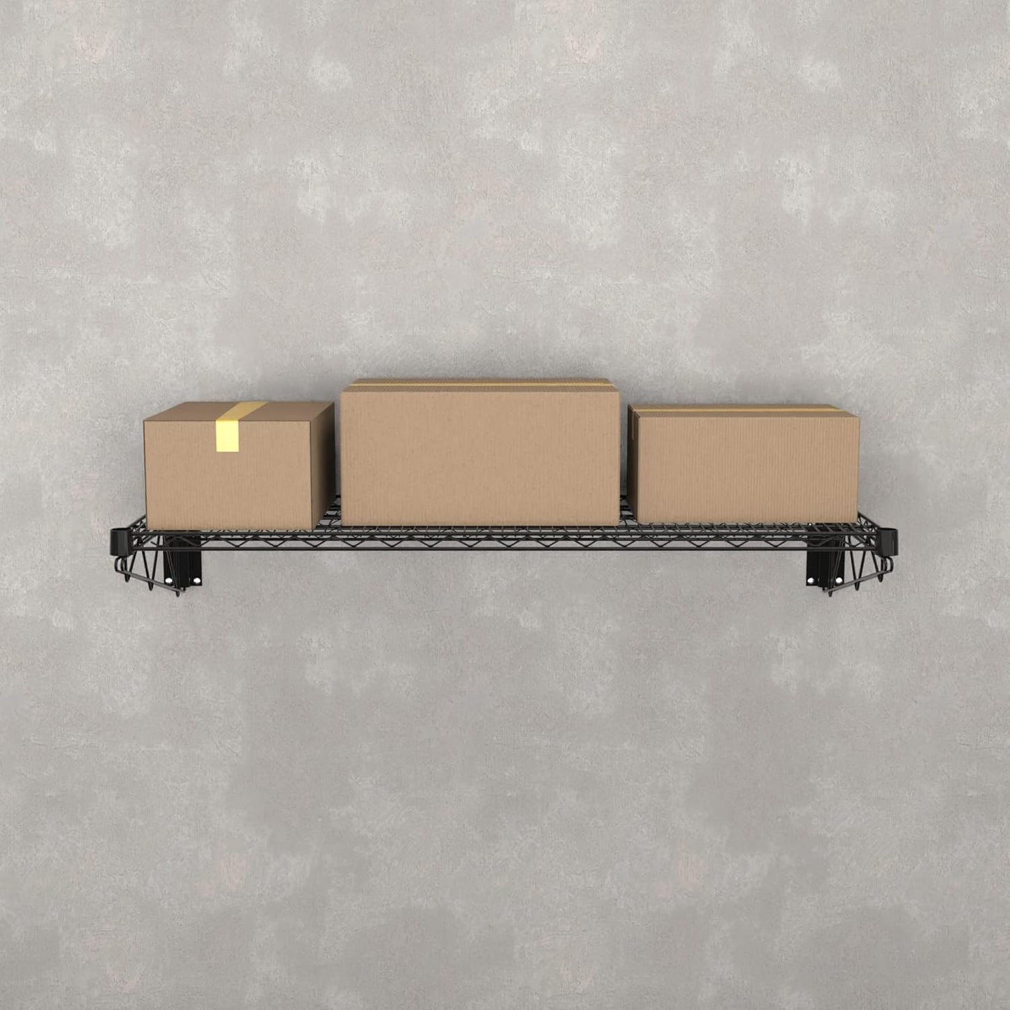 18" x 48" Black Epoxy Wire Wall Mount Shelf