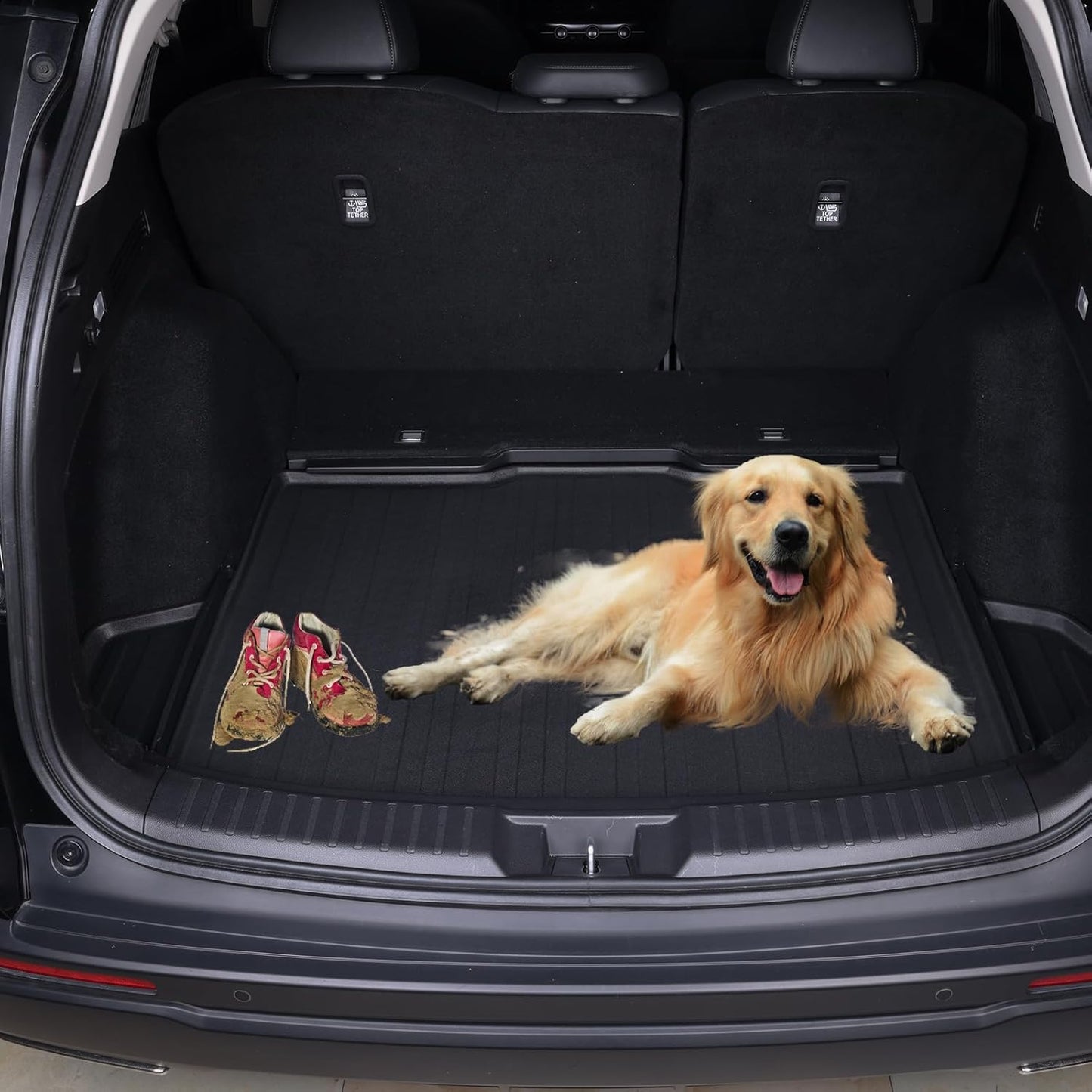 Large Cargo Liners Custom Fit 2024 2025 for Mazda CX90 CX 90 TPE All Weather Trunk Mat Accessories, Waterproof Rear Cargo Mat Easy to Clean for 2024 Mazda CX-90-Black