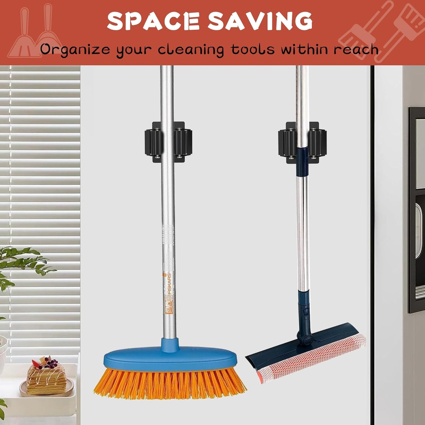 Magnetic Broom Holder,2 Pack Strong Magnetic Mount Broom and Mop Holder for Cleaning Tools,Power Non-Slip Magnetic Tool Holder Broom Hooks for Apartment RV Accessories Camper Garage Kitchen