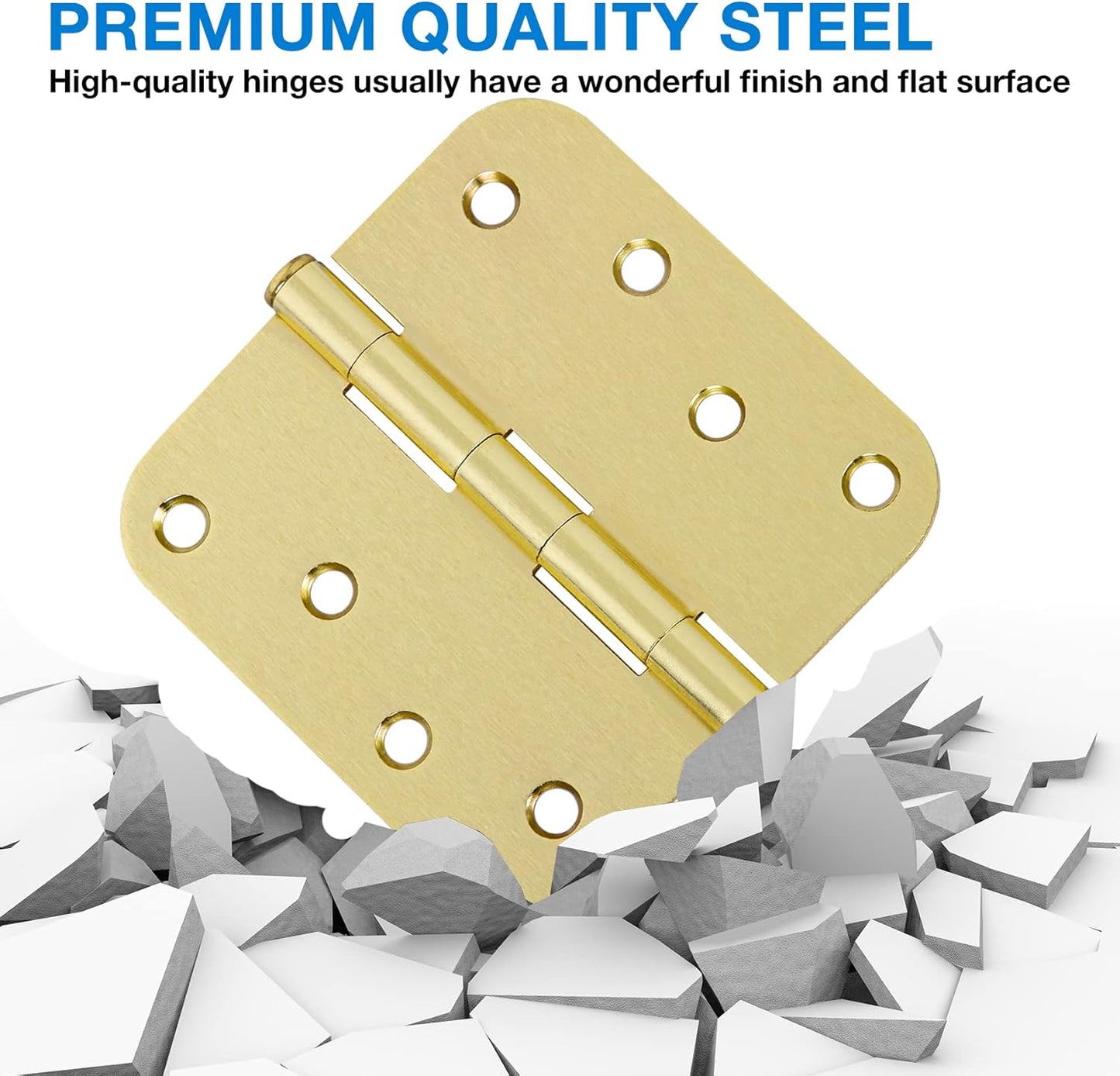 12 Pack 4"x 4 Inch Door Hinges Brass Hardware Gold Exterior Door Hinge 8 Holes 5/8" Heavy Duty Iron Animal Shed Coop Storage Gate Basement Bedroom Office Hotel Door Hinges For Doors Bisagra de puerta